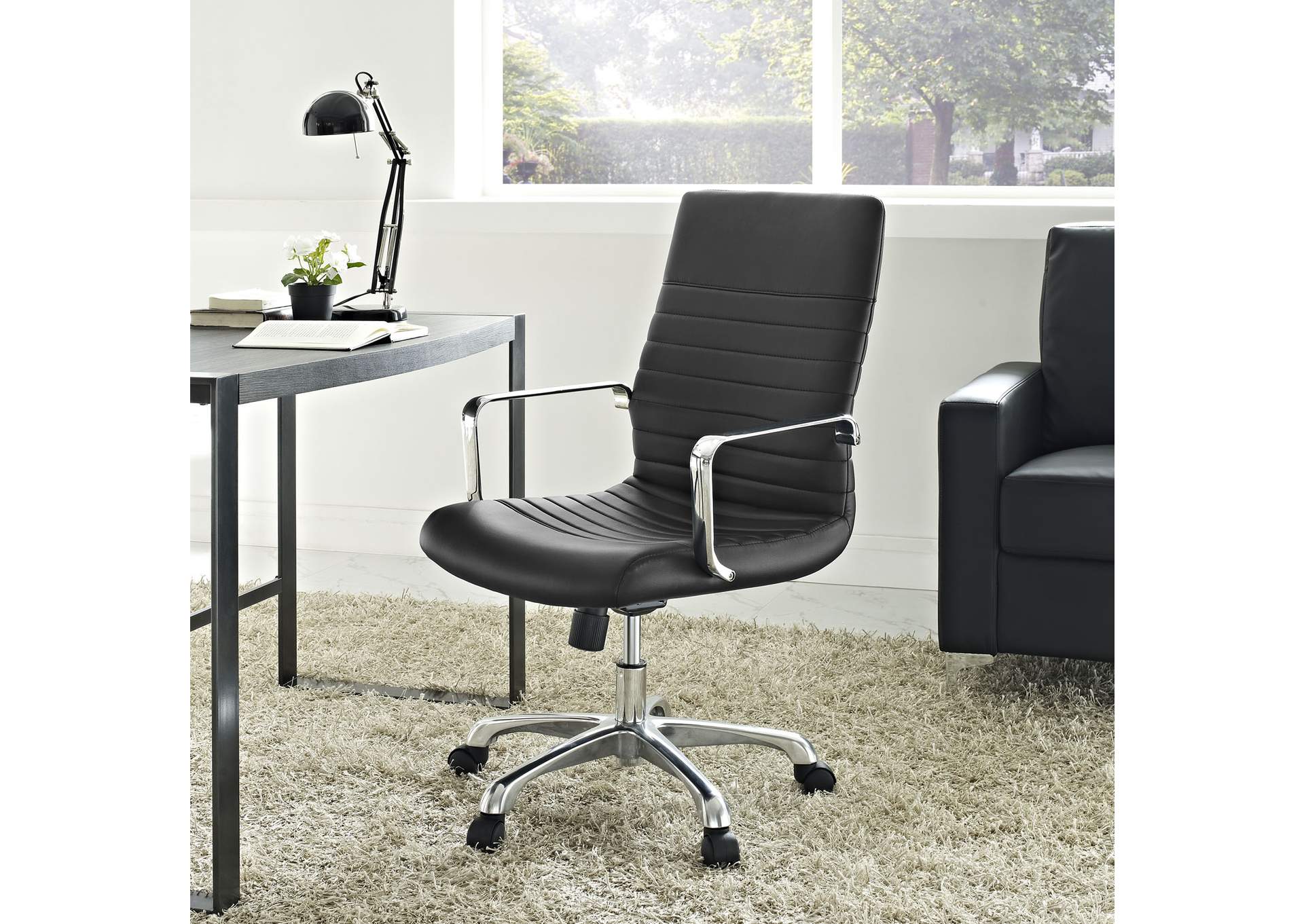 Black Finesse Mid Back Office Chair,Modway