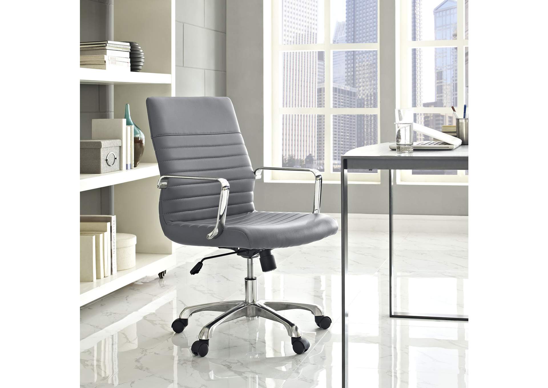 Gray Finesse Mid Back Office Chair,Modway