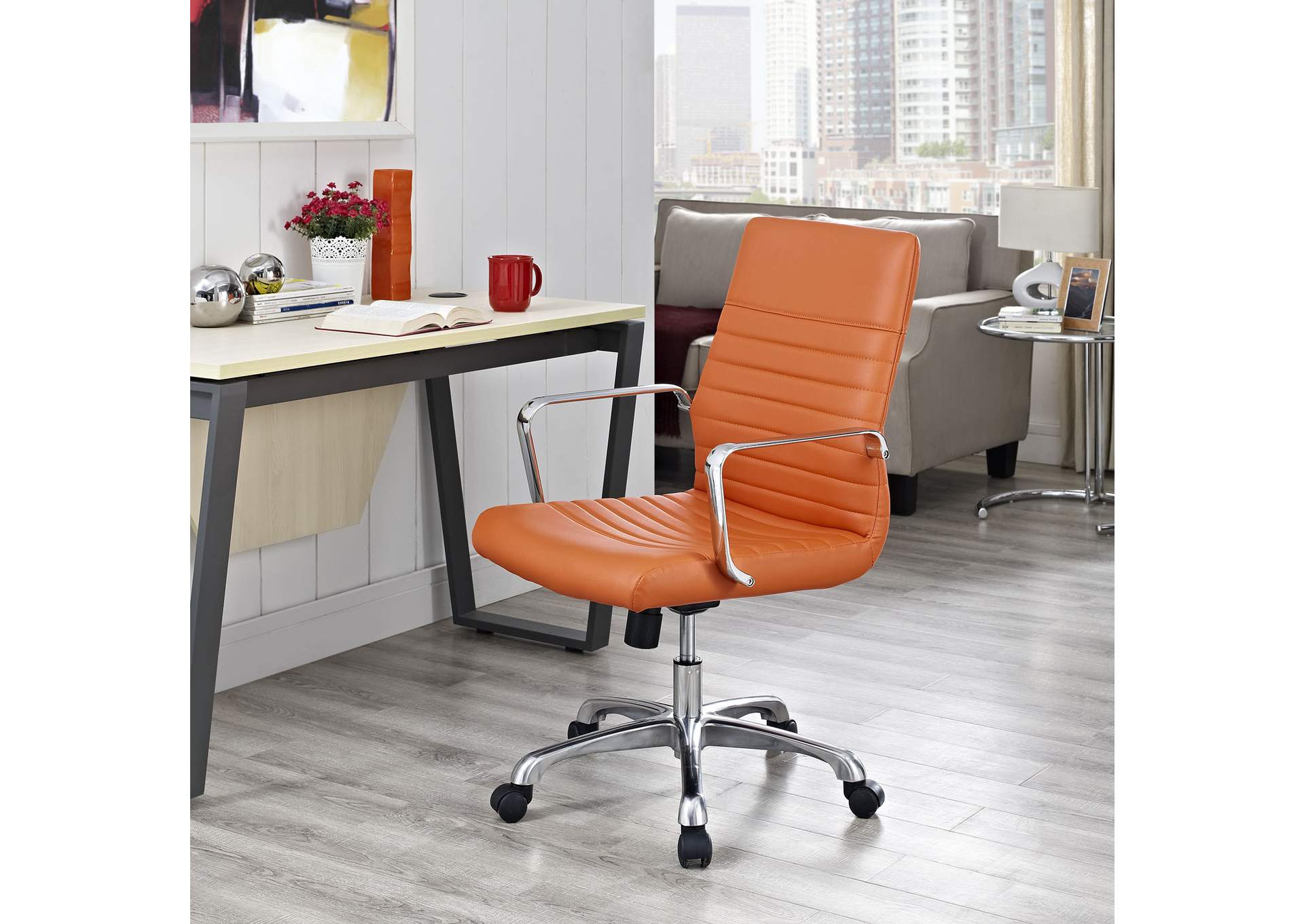 Orange Finesse Mid Back Office Chair,Modway