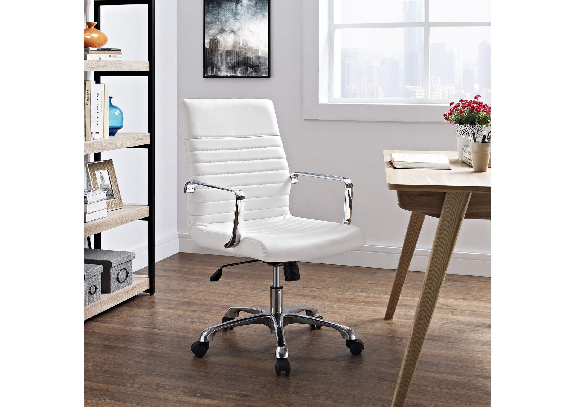 White Finesse Mid Back Office Chair,Modway