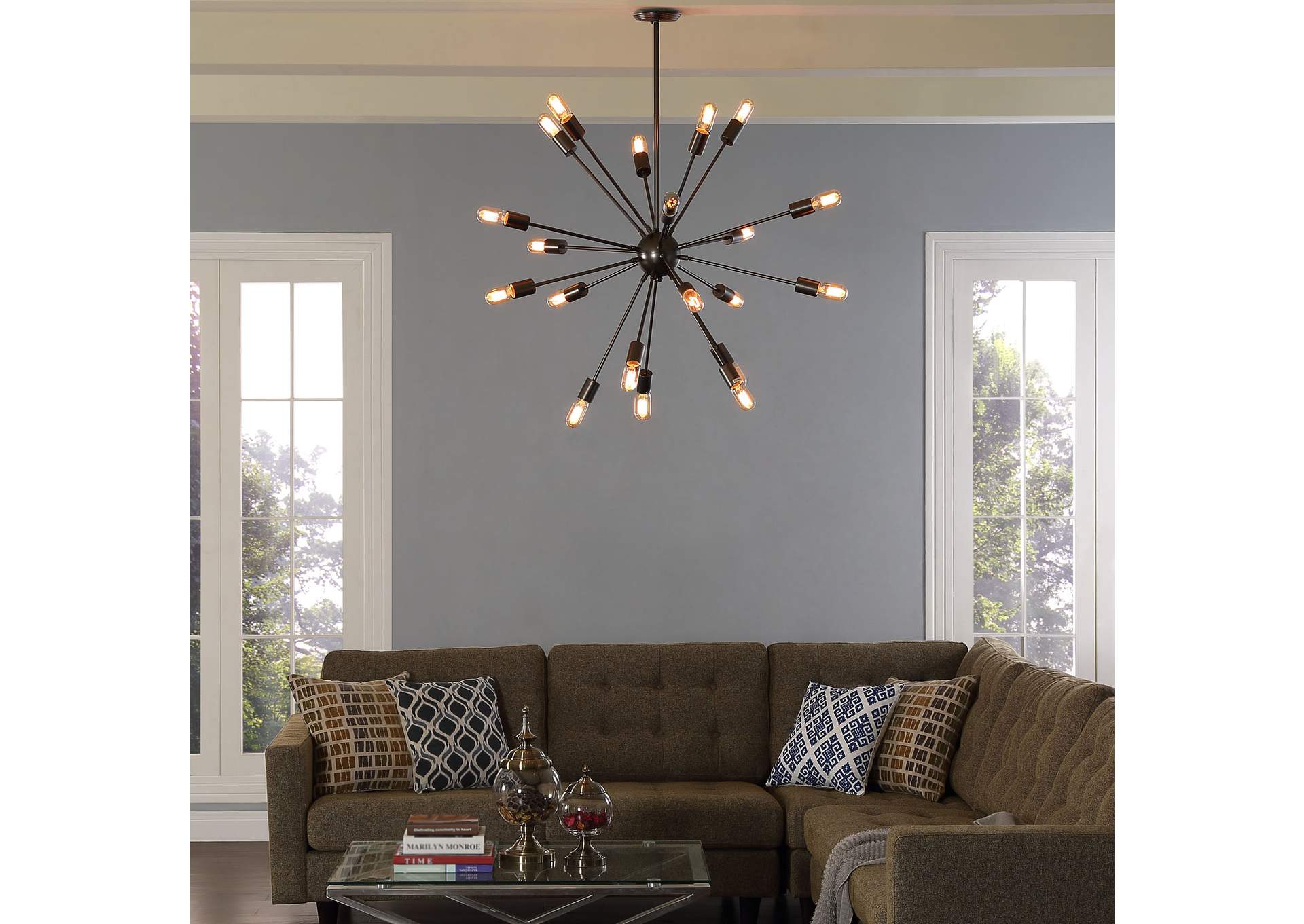 Gray Beam Stainless Steel Chandelier,Modway