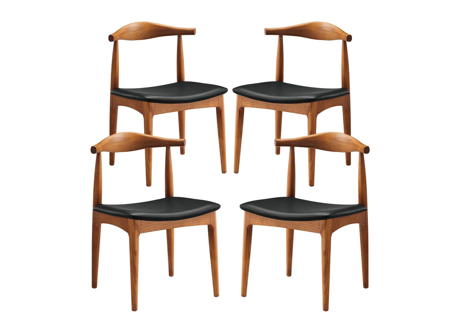 Black Tracy Dining Chairs Wood [Set of 4],Modway