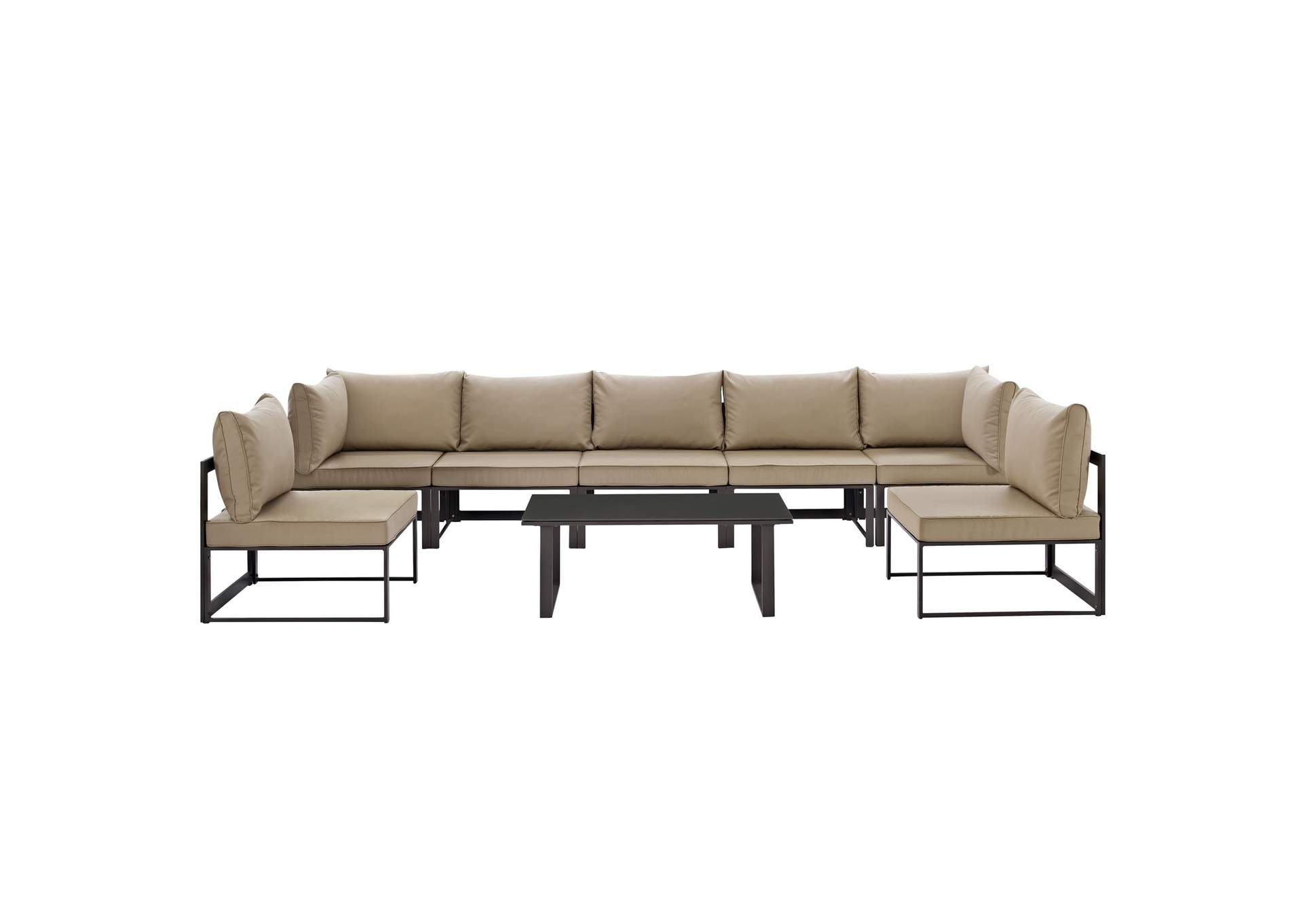 Fortuna Brown Mocha 8 Piece Outdoor Patio Sectional Sofa Set,Modway