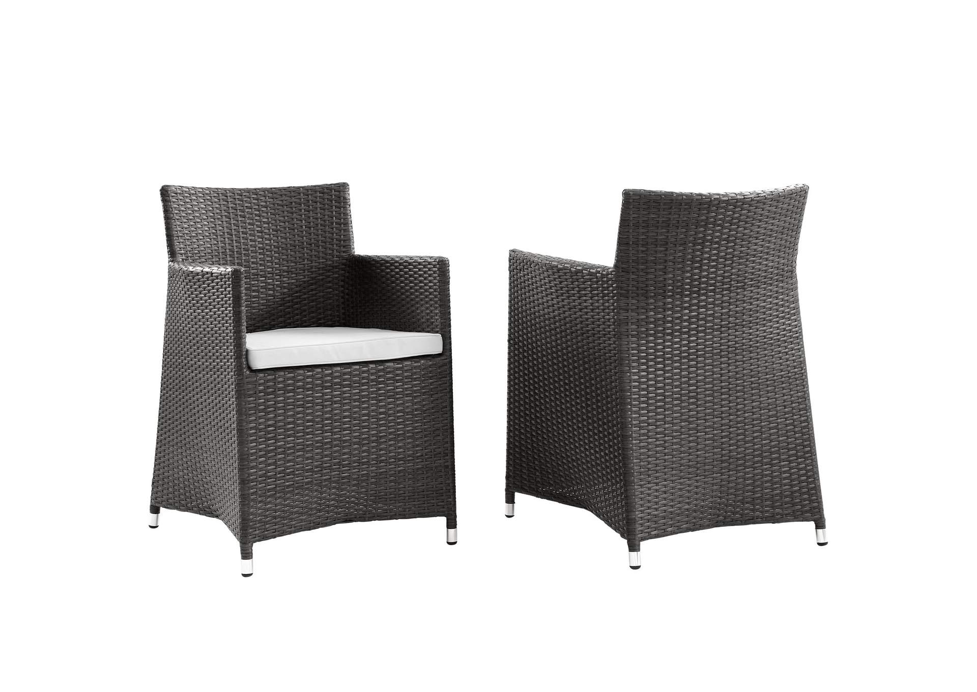 Brown White Junction Armchair Outdoor Patio Wicker [Set of 2],Modway