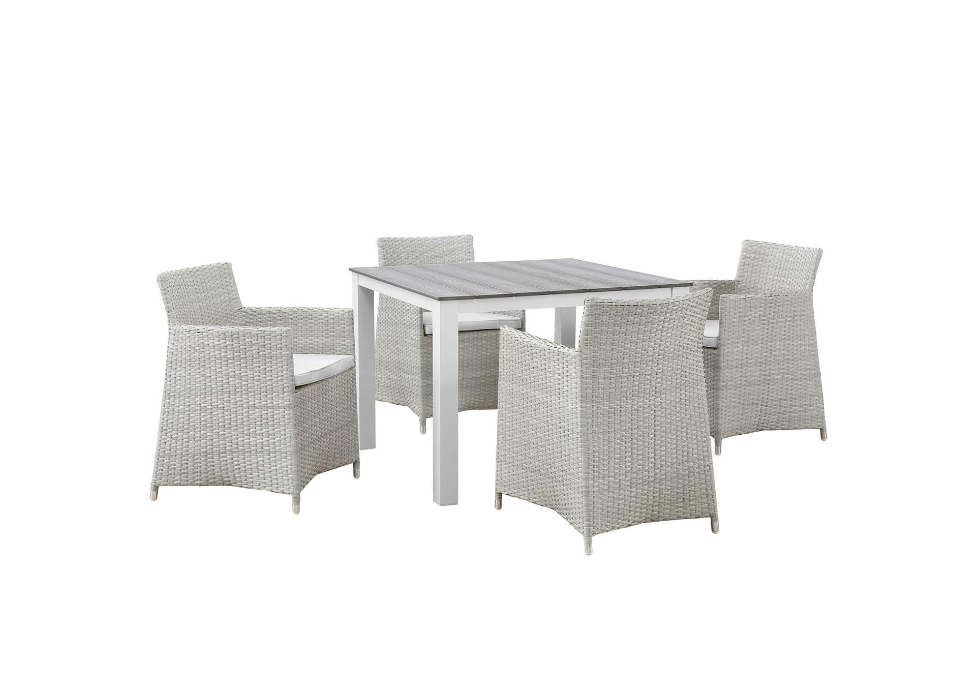 Gray White Junction 5 Piece Outdoor Patio Dining Set,Modway