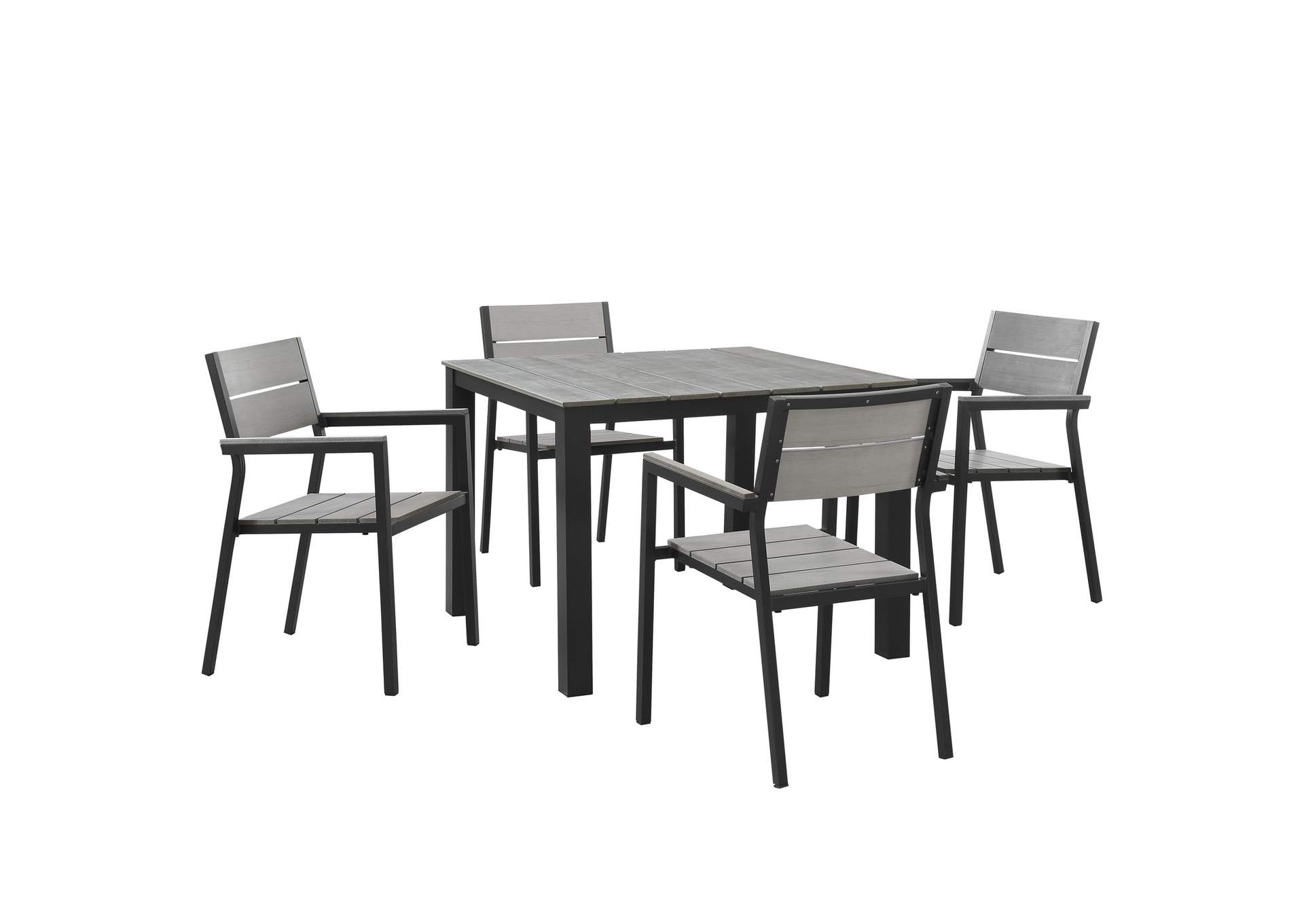 Brown Gray Maine 5 Piece Outdoor Patio Dining Set,Modway