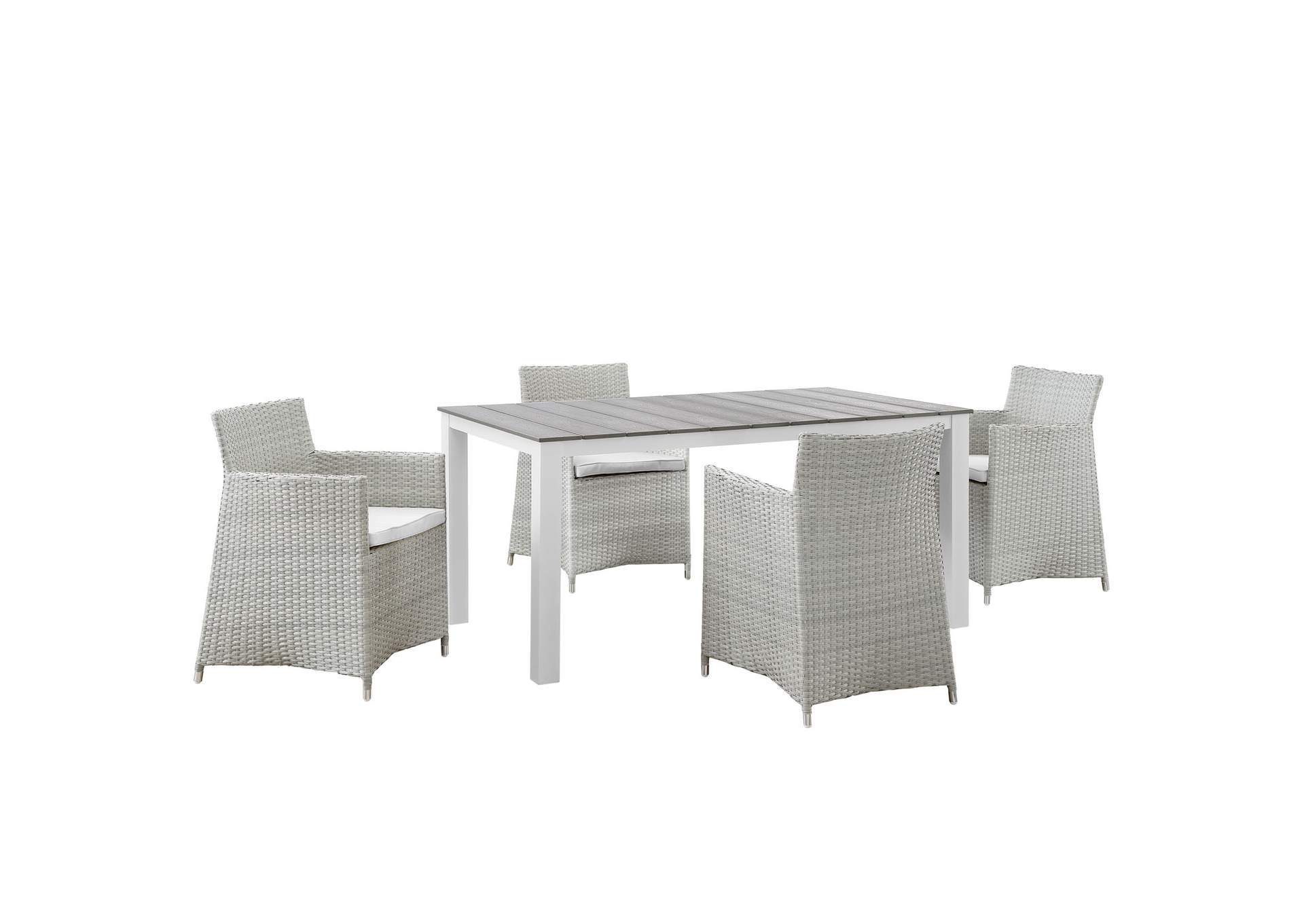 Gray White Junction 5 Piece Outdoor Patio Dining Set,Modway