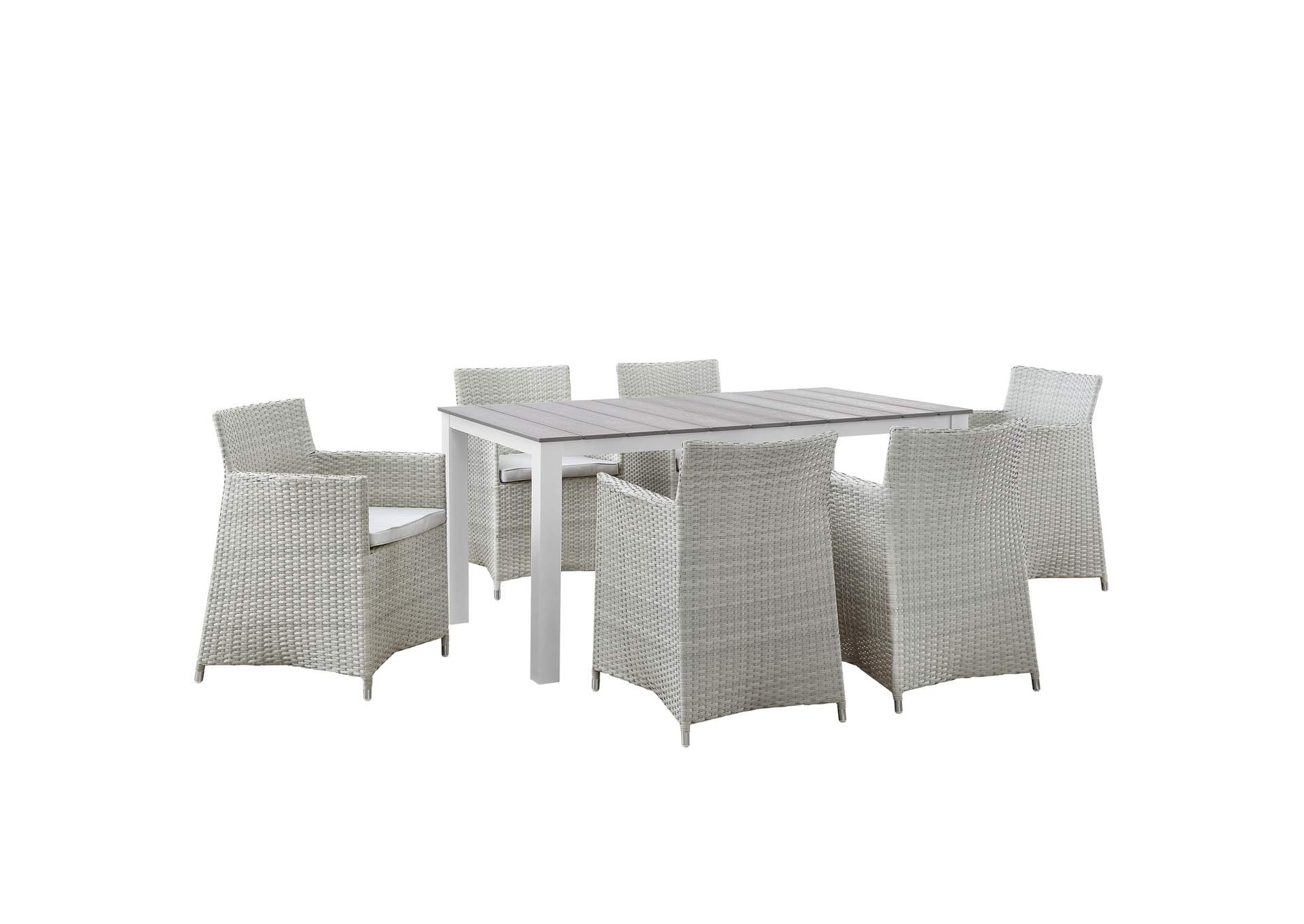 Gray White Junction 7 Piece Outdoor Patio Dining Set,Modway