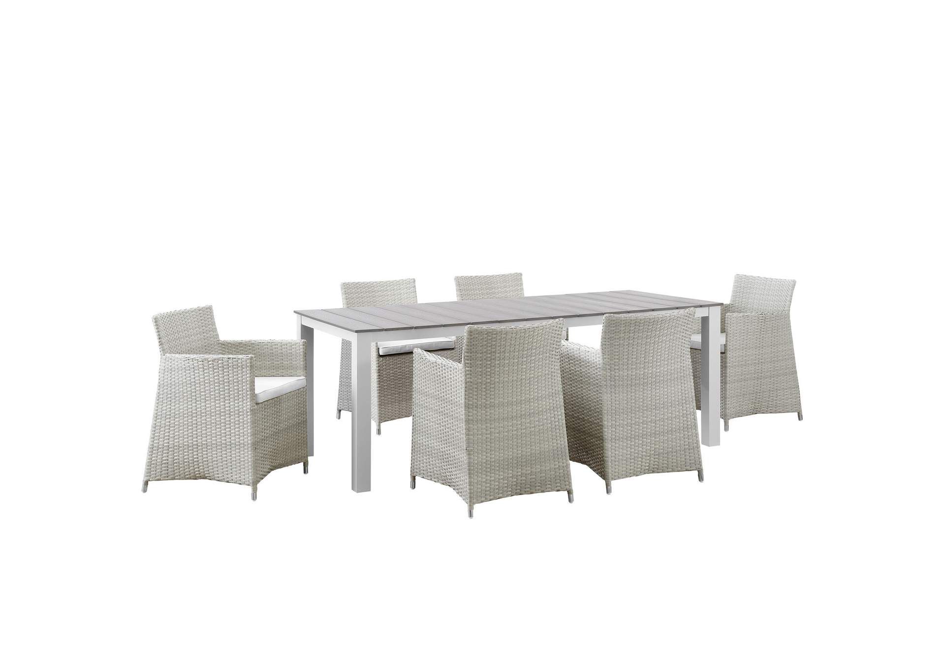 Gray White Junction 7 Piece Outdoor Patio Dining Set,Modway