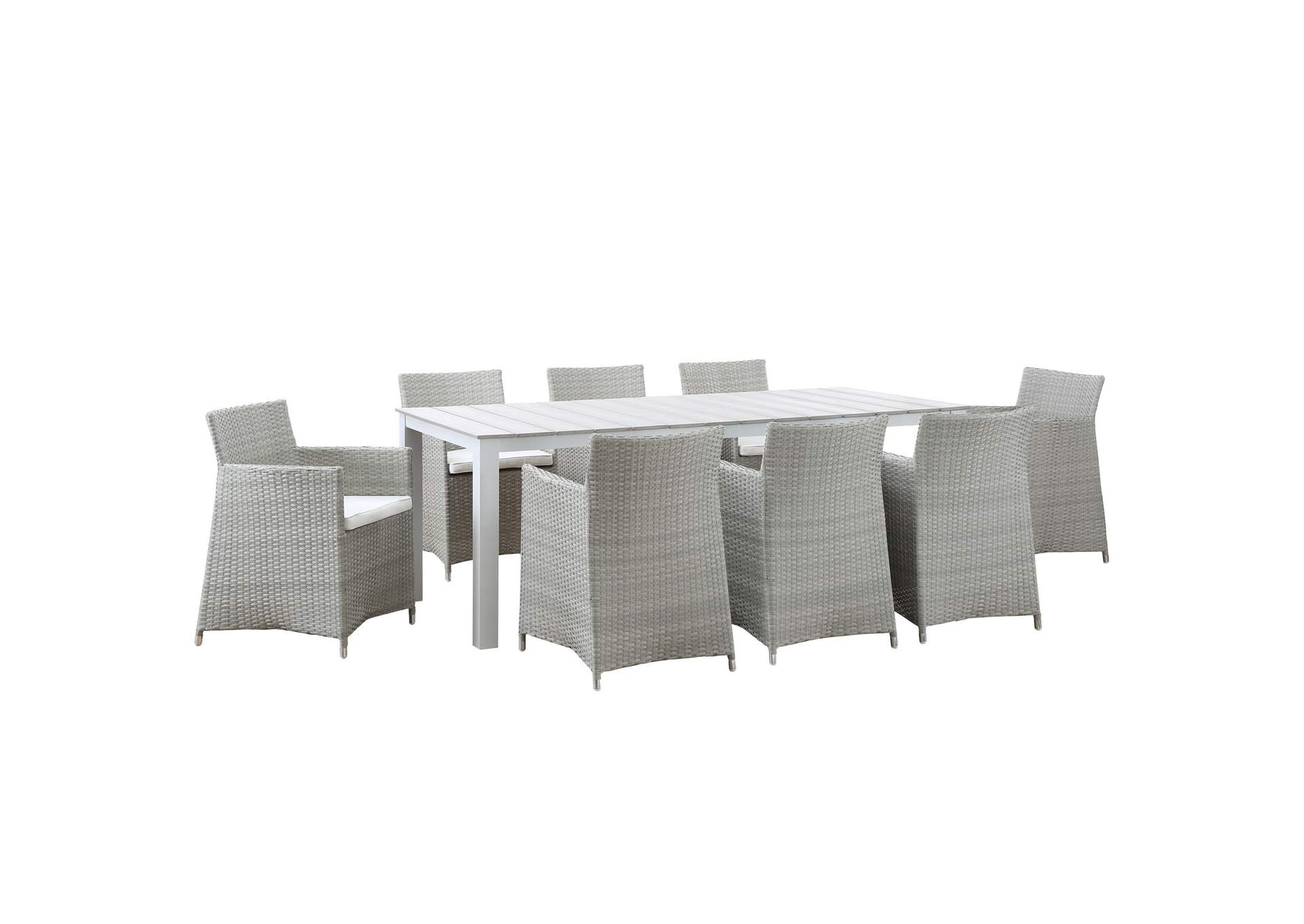 Gray White Junction 9 Piece Outdoor Patio Dining Set,Modway