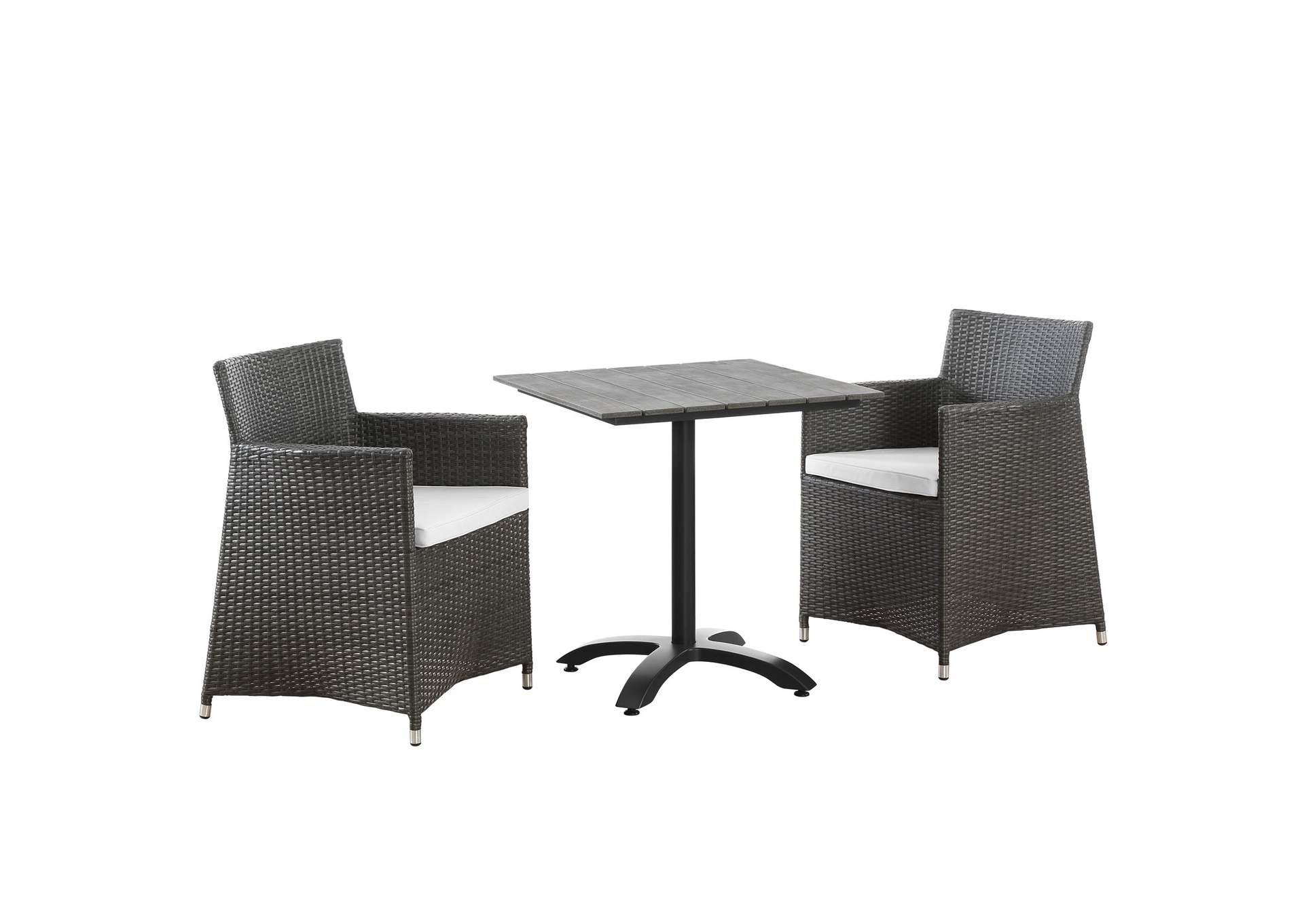 Brown White Junction 3 Piece Outdoor Patio Dining Set,Modway