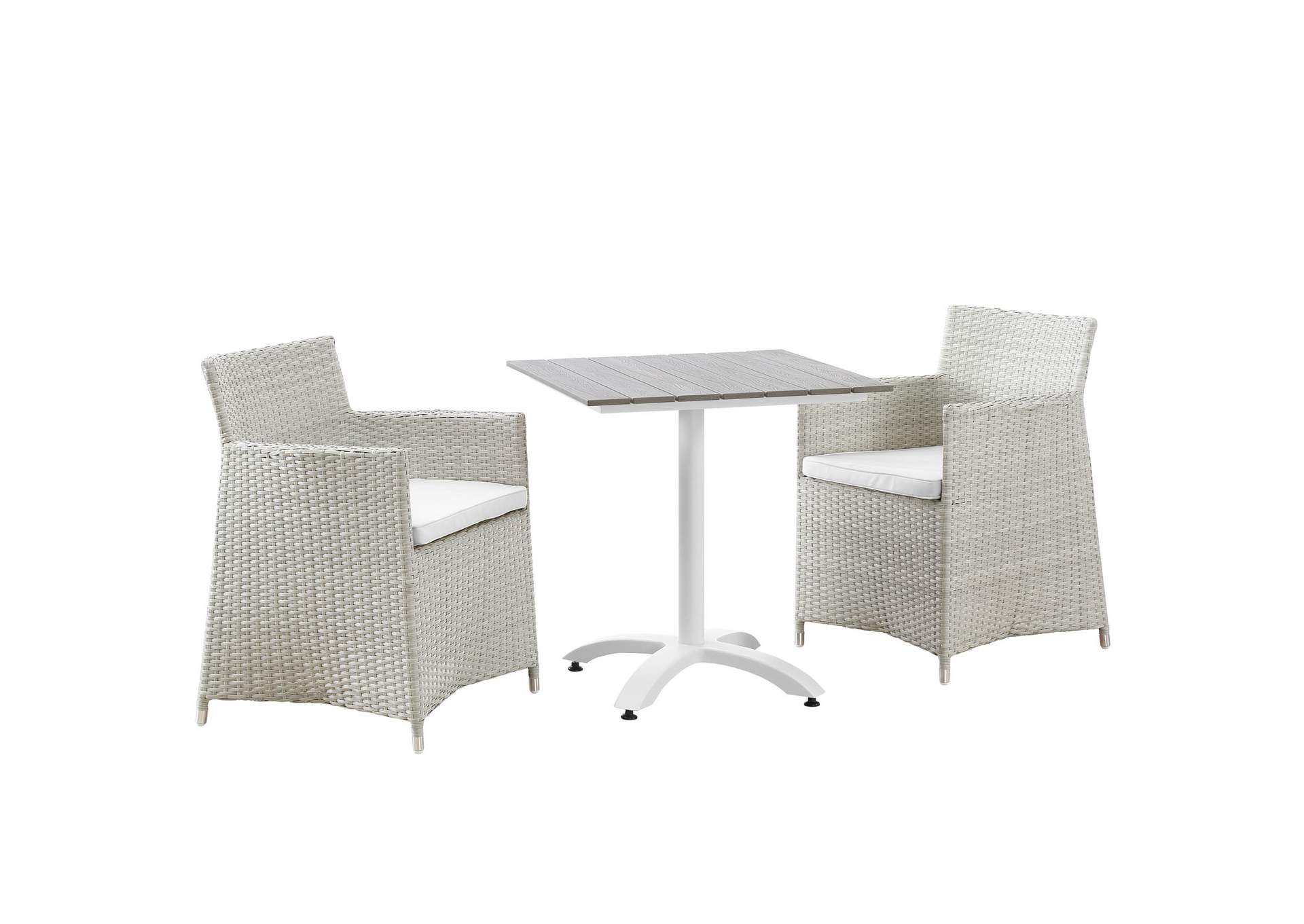 Gray White Junction 3 Piece Outdoor Patio Dining Set,Modway