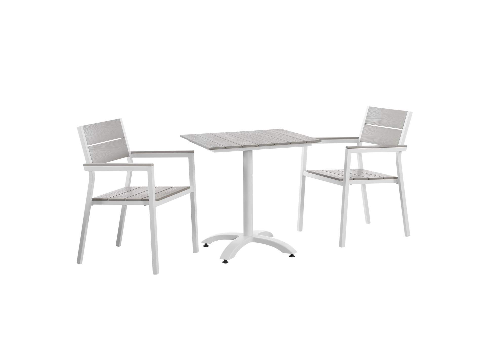 White Light Gray Maine 3 Piece Outdoor Patio Dining Set,Modway