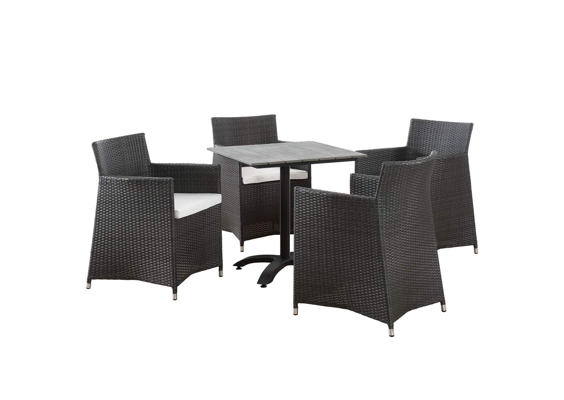 Brown White Junction 5 Piece Outdoor Patio Dining Set,Modway