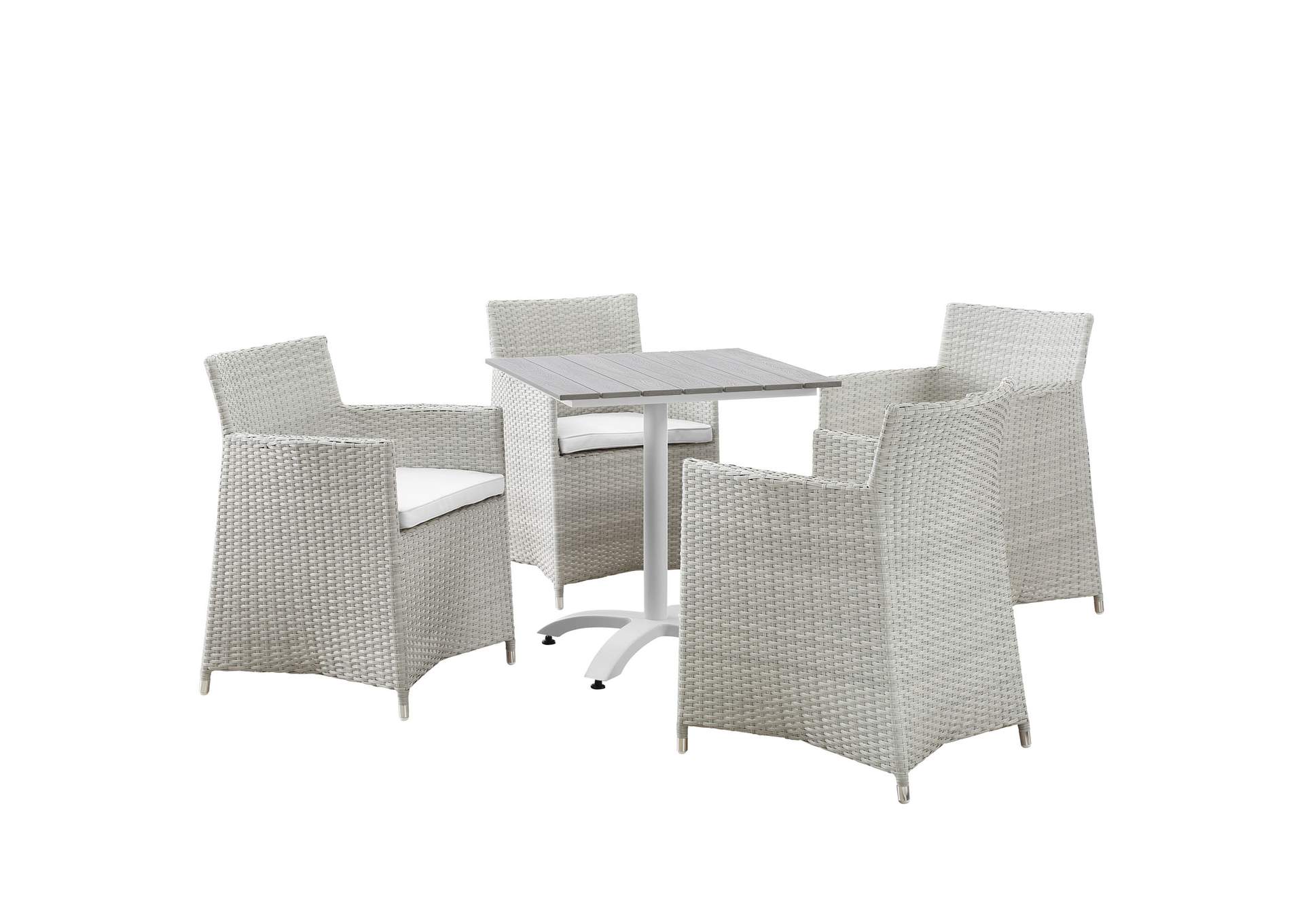 Gray White Junction 5 Piece Outdoor Patio Dining Set,Modway