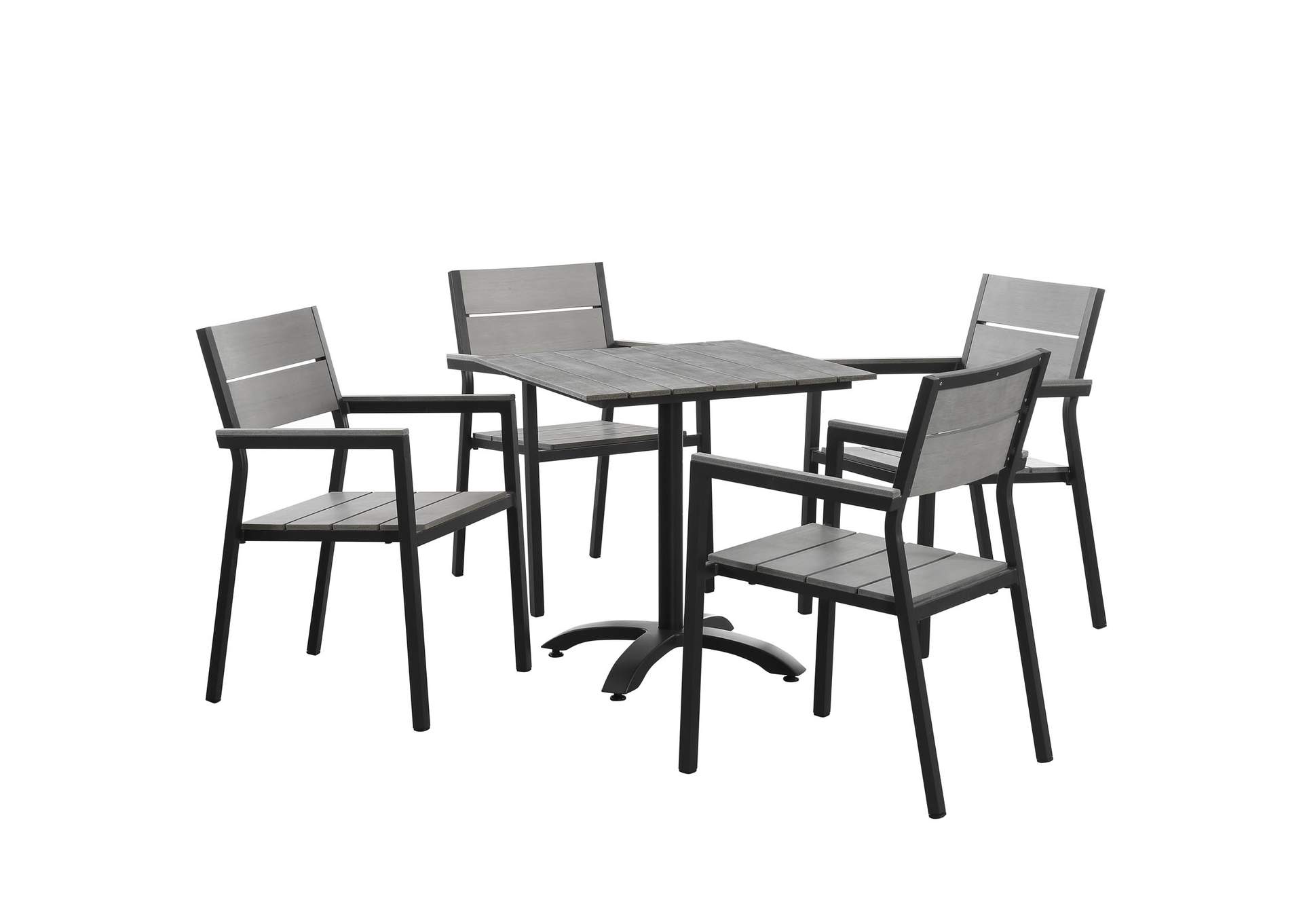 Brown Gray Maine 5 Piece Outdoor Patio Dining Set,Modway