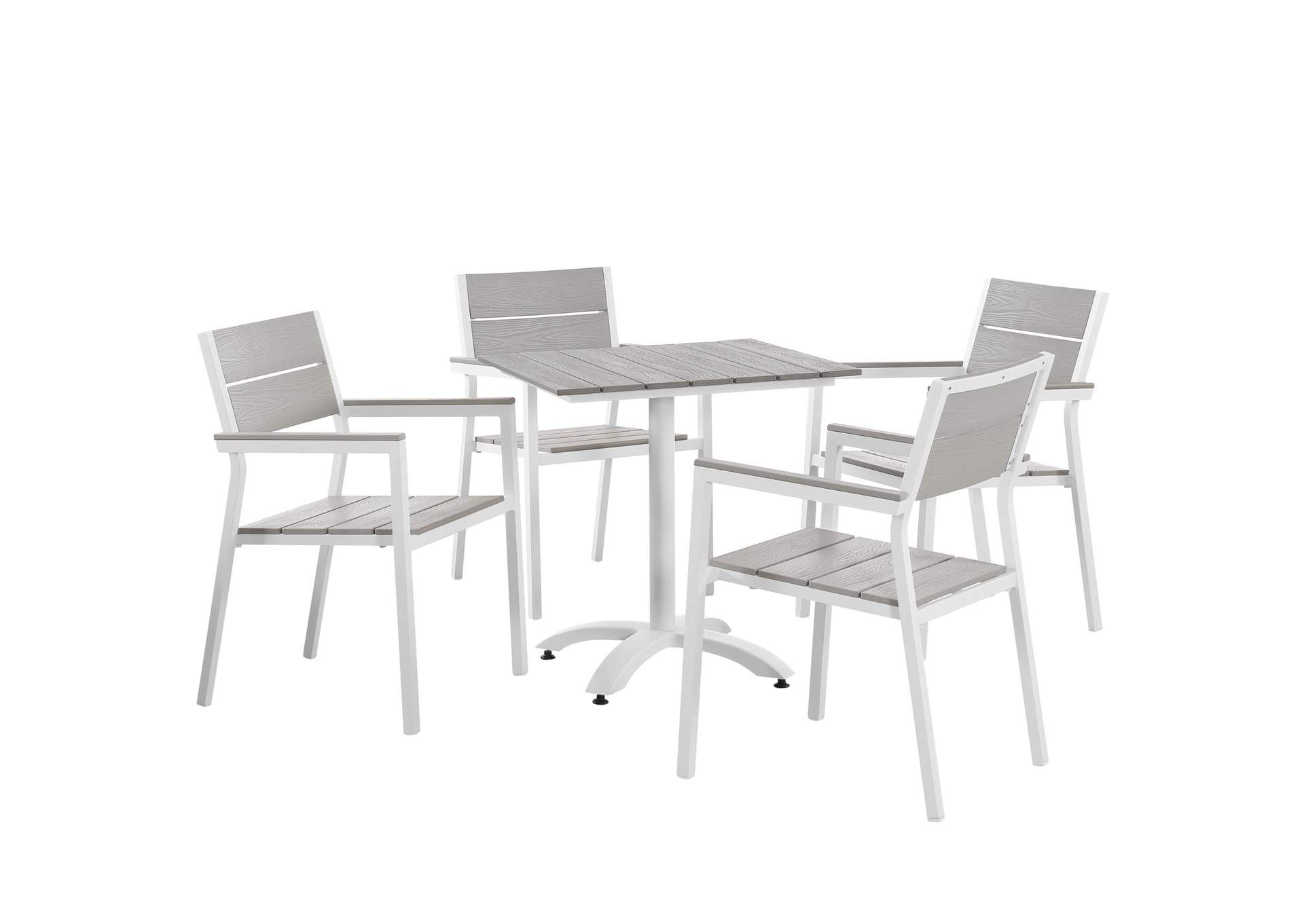 White Light Gray Maine 5 Piece Outdoor Patio Dining Set,Modway