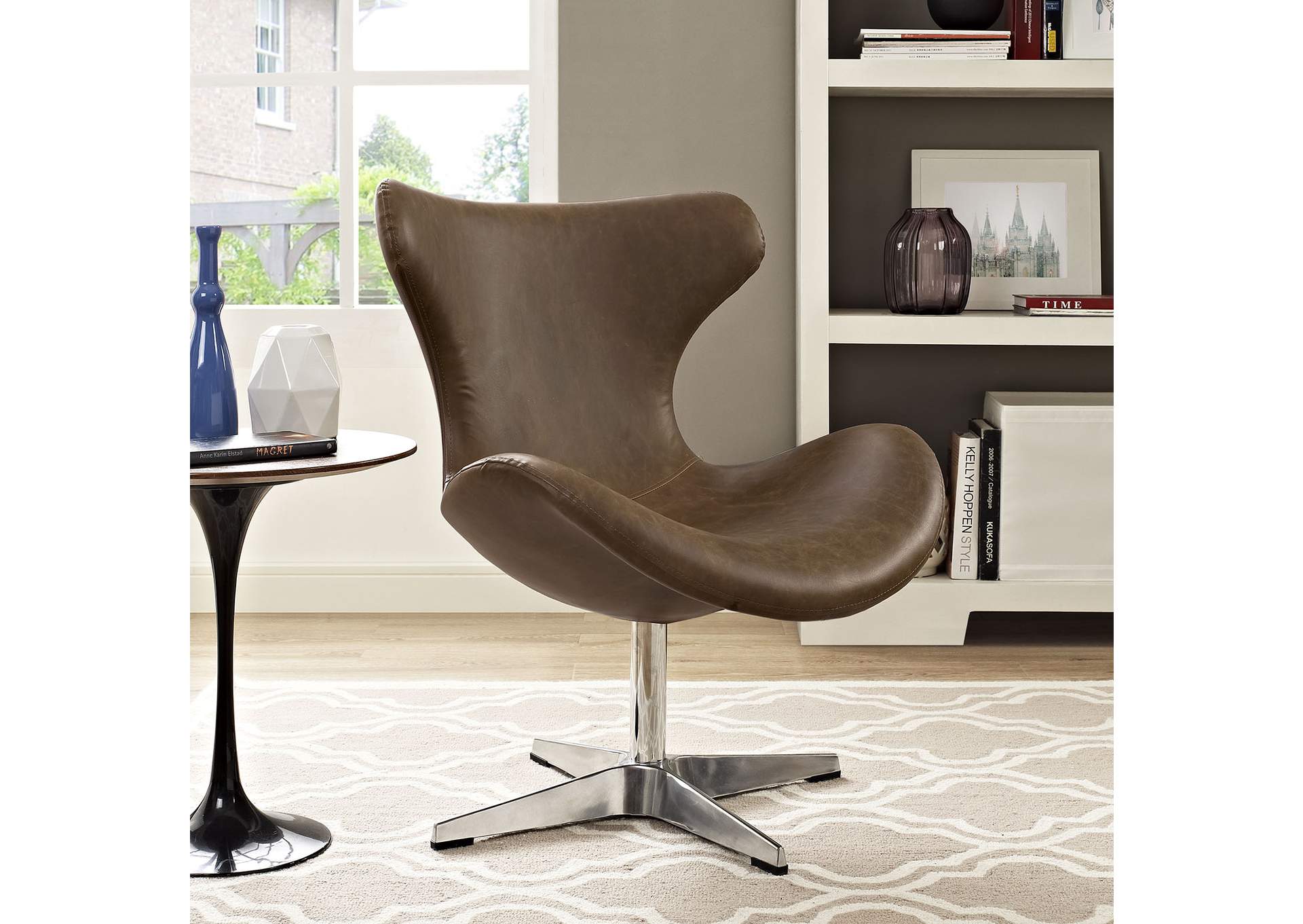 Brown Helm Lounge Chair,Modway