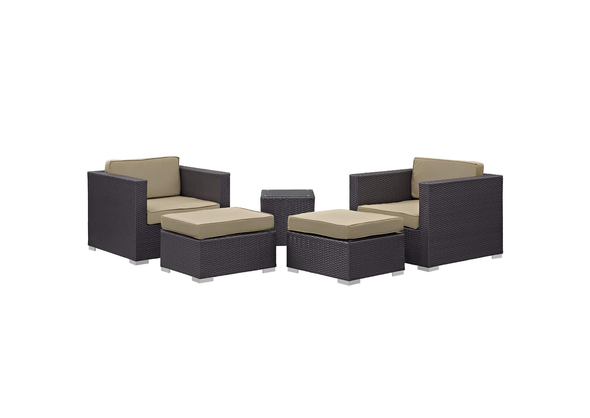 Convene Espresso Mocha 5 Piece Outdoor Patio Sectional Set,Modway