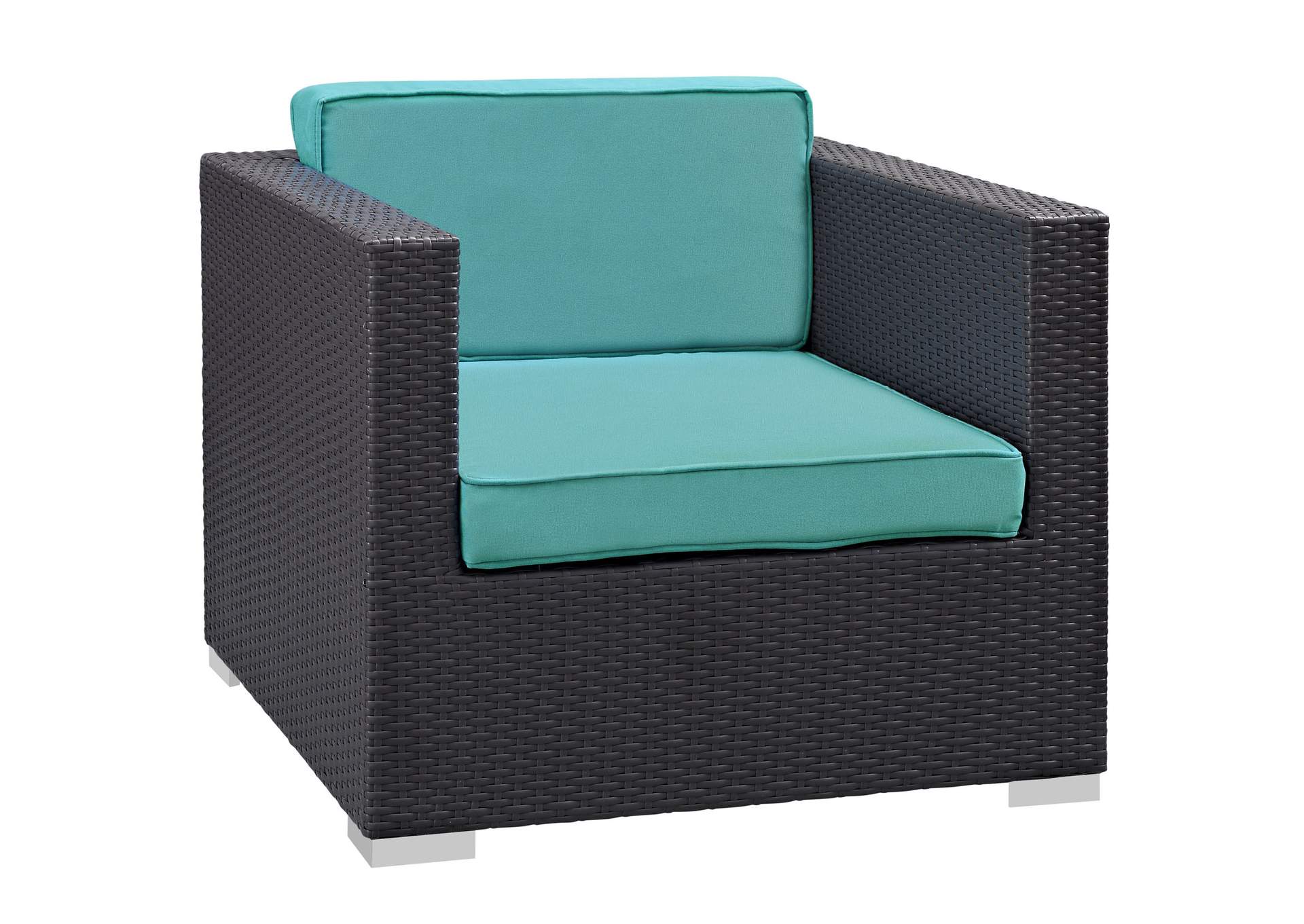 Convene Espresso Turquoise 5 Piece Outdoor Patio Sectional Set,Modway