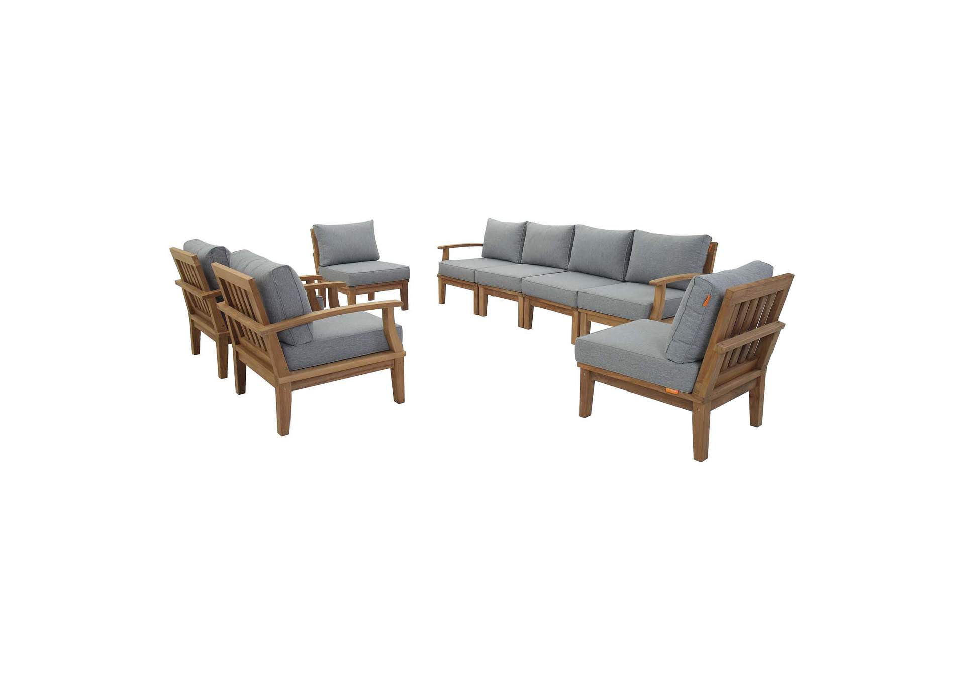 Marina Natural Gray 8 Piece Outdoor Patio Teak Set,Modway