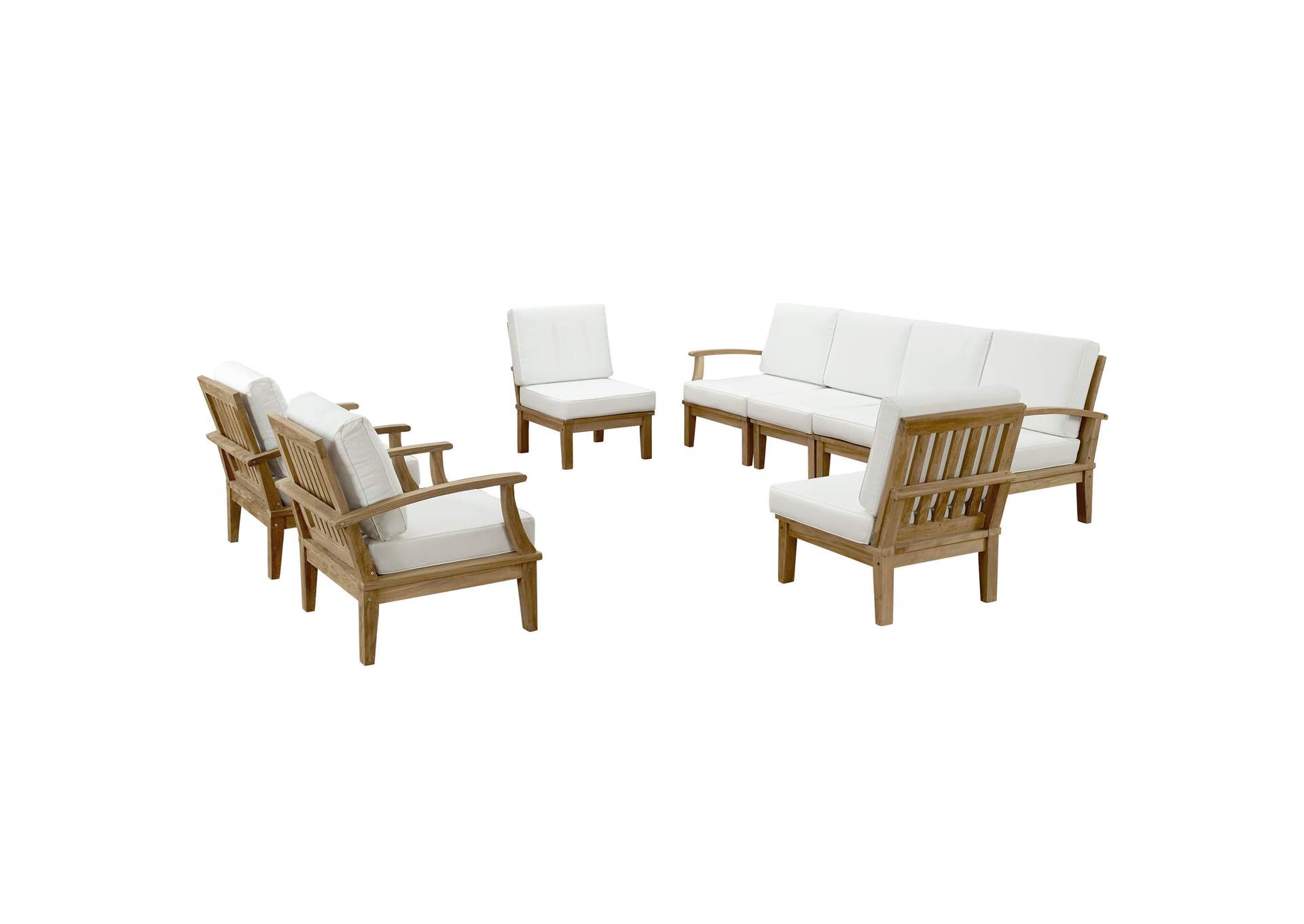 Marina Natural White 8 Piece Outdoor Patio Teak Set,Modway