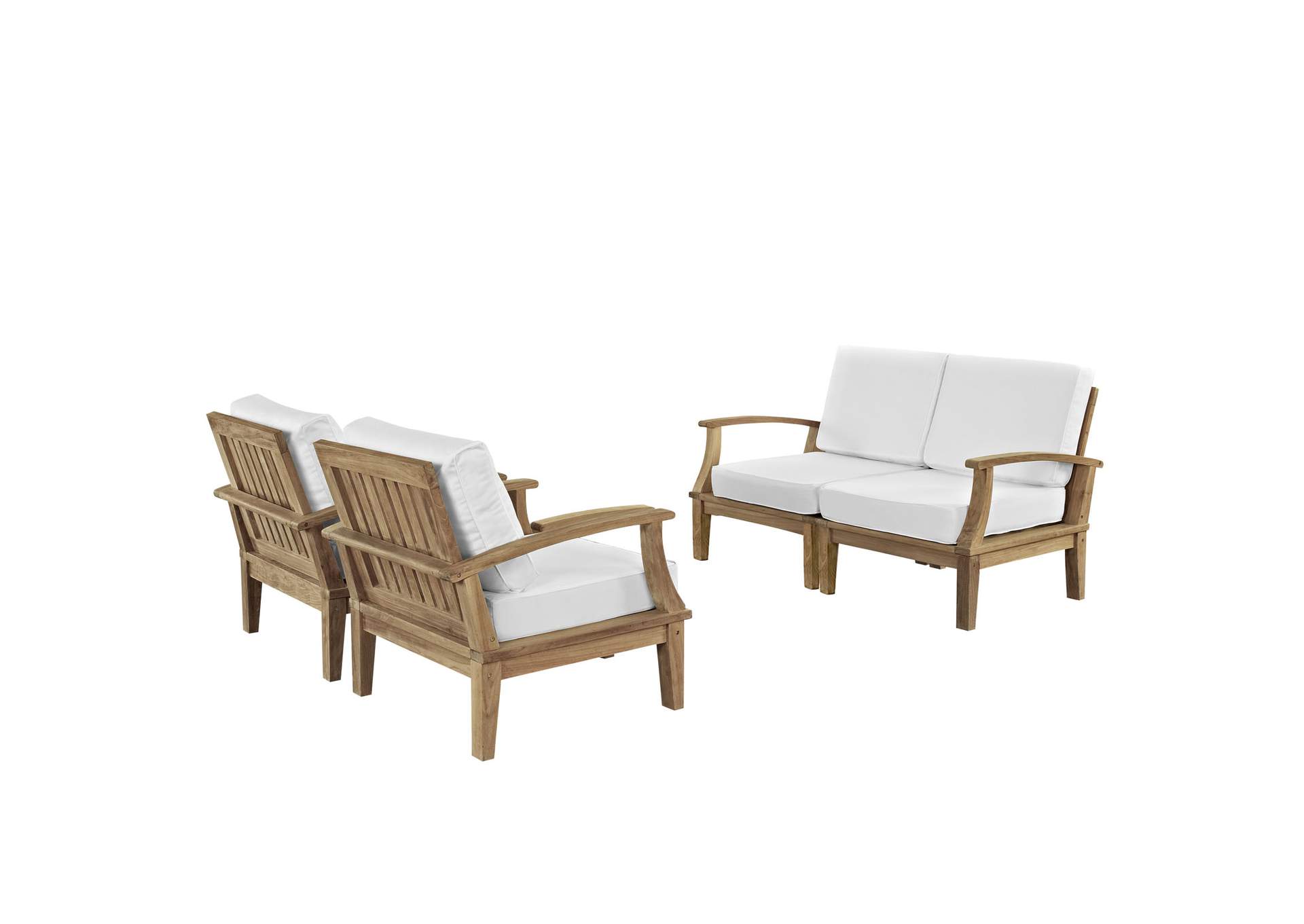 Natural White Marina 4 Piece Outdoor Patio Teak Set,Modway