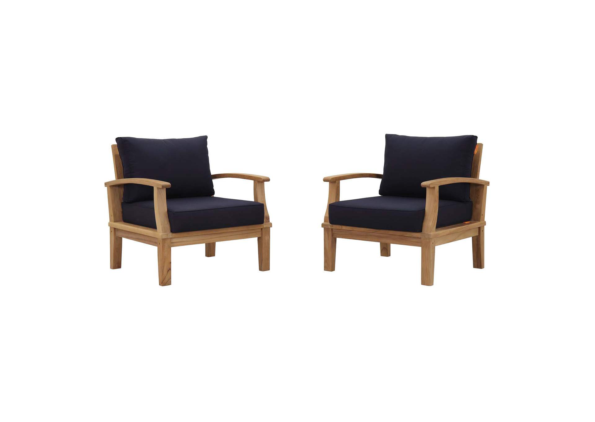 Marina Natural Navy 2 Piece Outdoor Patio Teak Set,Modway