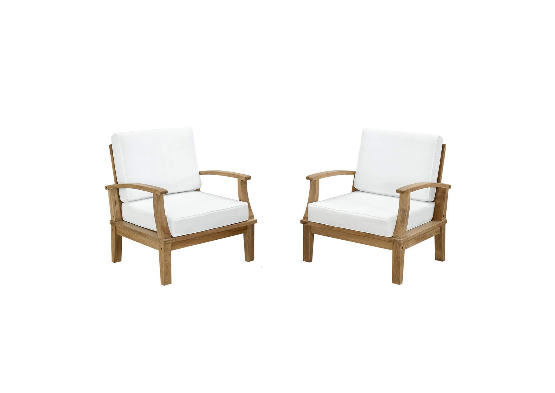 Marina Natural White 2 Piece Outdoor Patio Teak Set,Modway