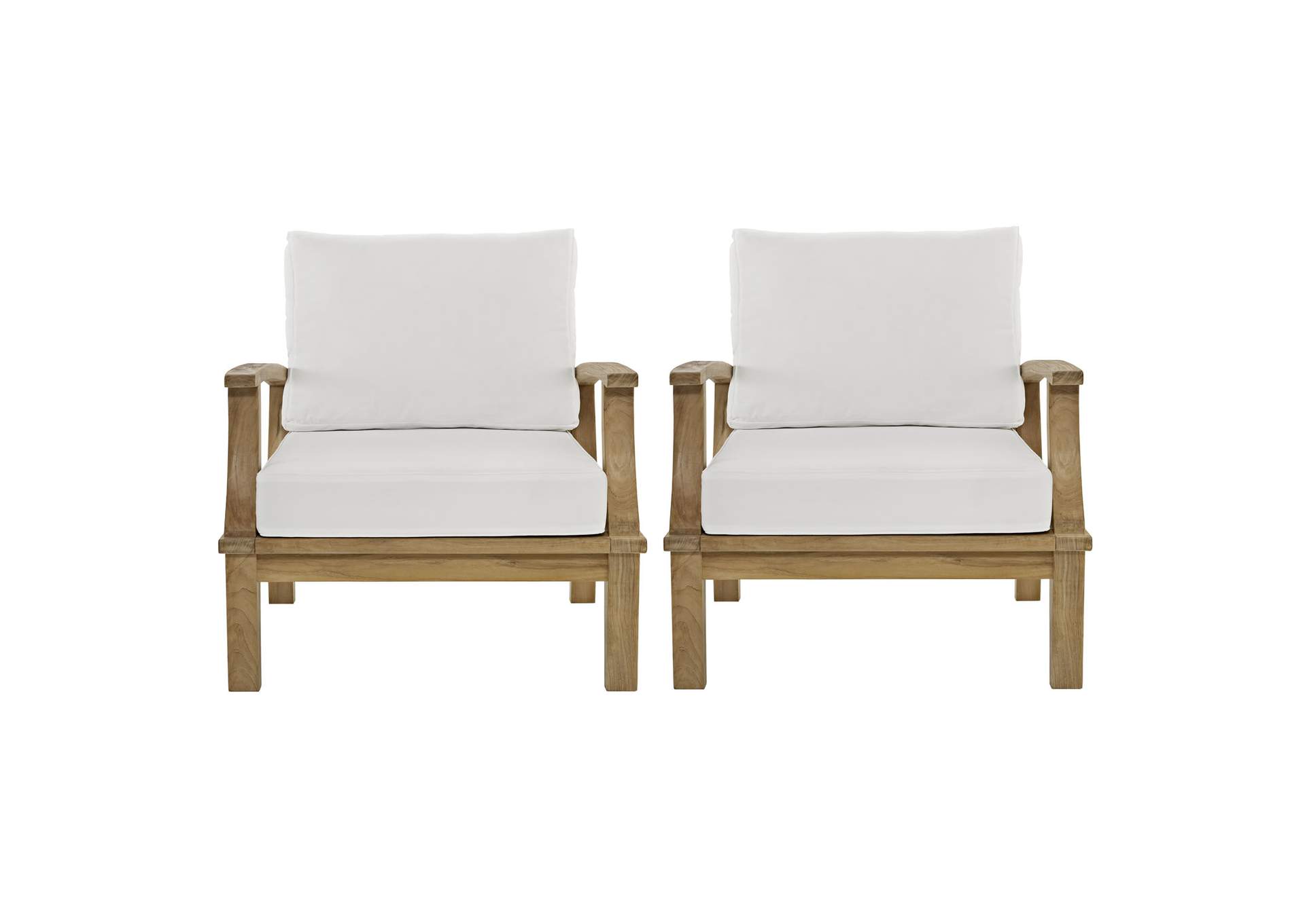 Marina Natural White 2 Piece Outdoor Patio Teak Set,Modway