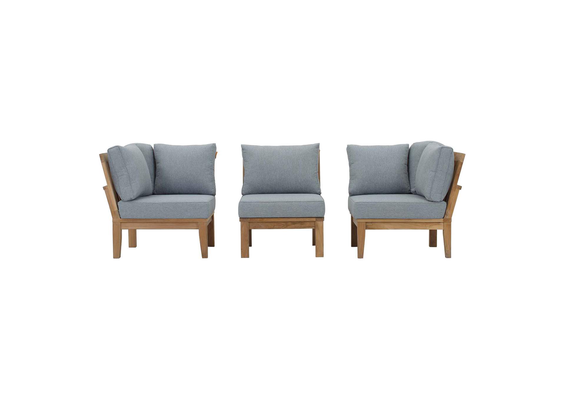 Marina Natural Gray 3 Piece Outdoor Patio Teak Set,Modway