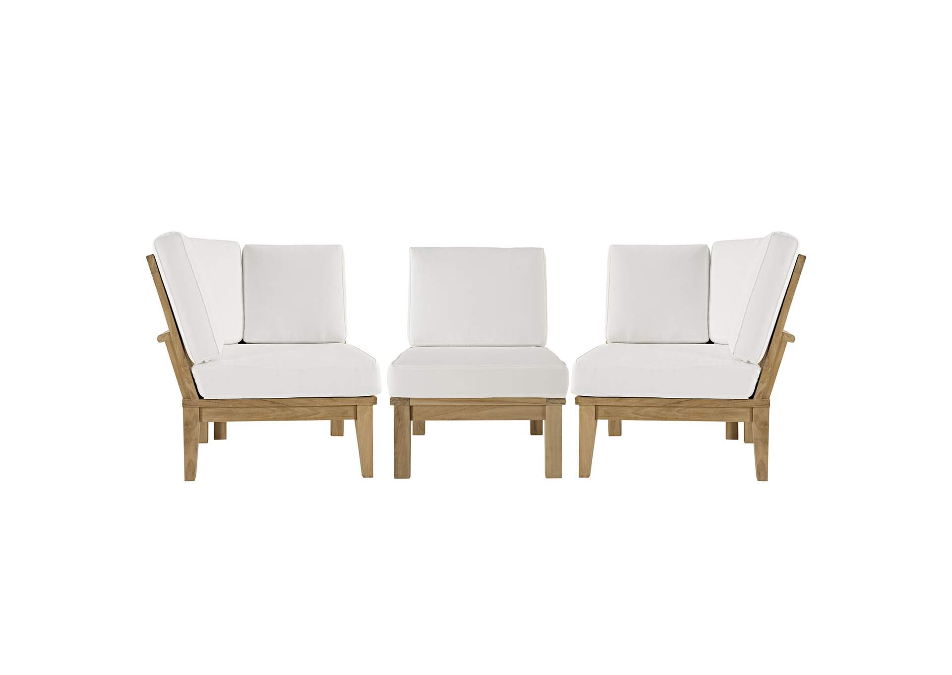 Marina Natural White 3 Piece Outdoor Patio Teak Set,Modway