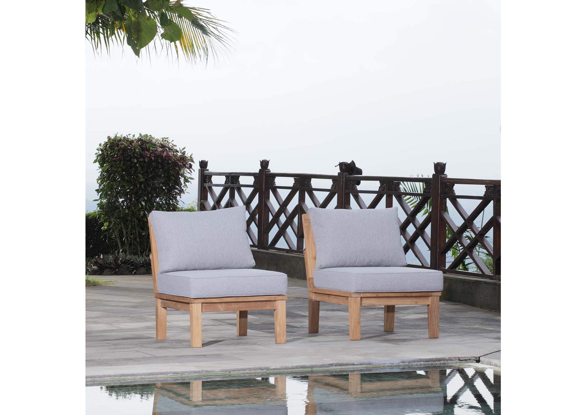 Marina Natural Gray 2 Piece Outdoor Patio Teak Set,Modway