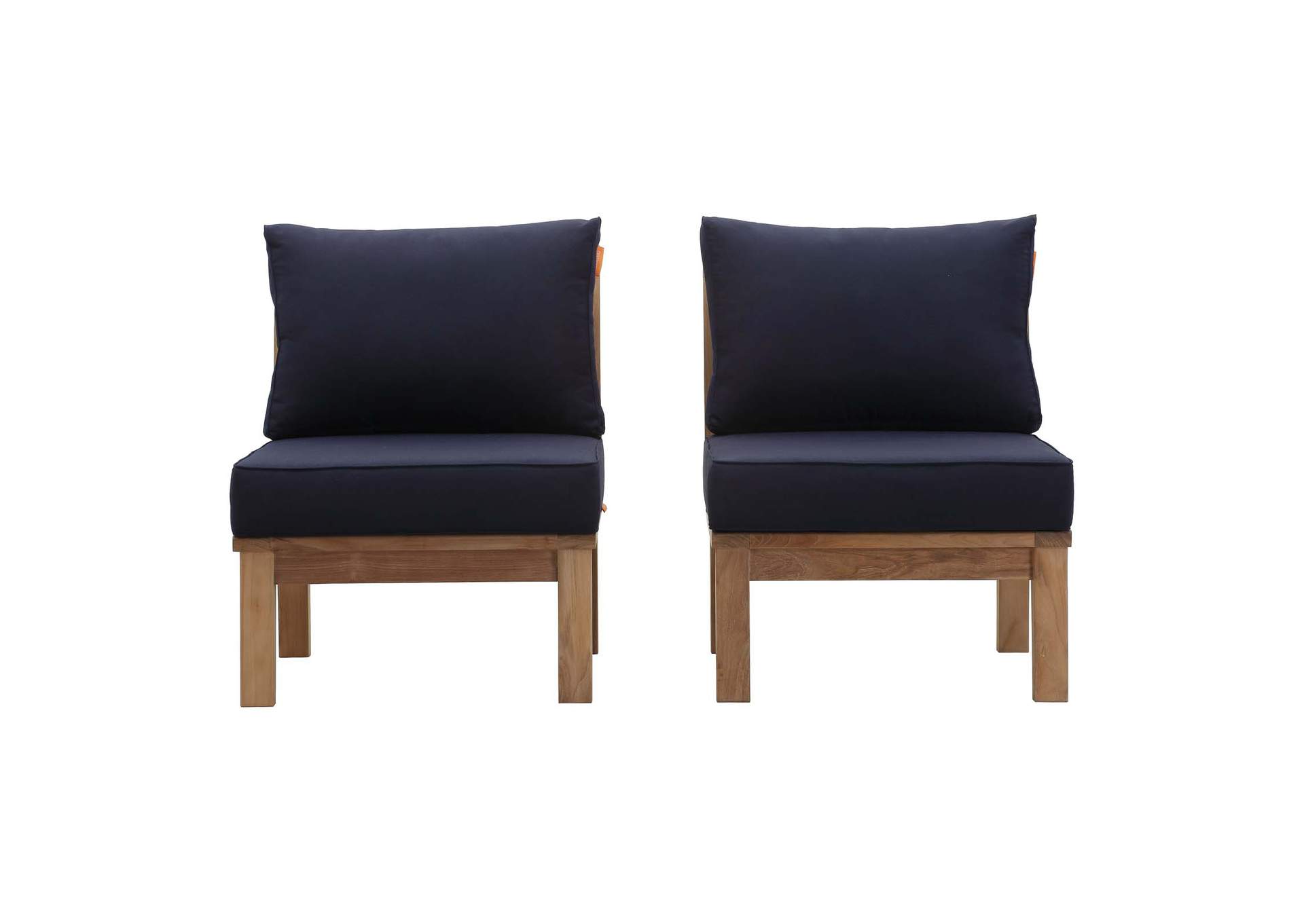 Marina Natural Navy 2 Piece Outdoor Patio Teak Set,Modway