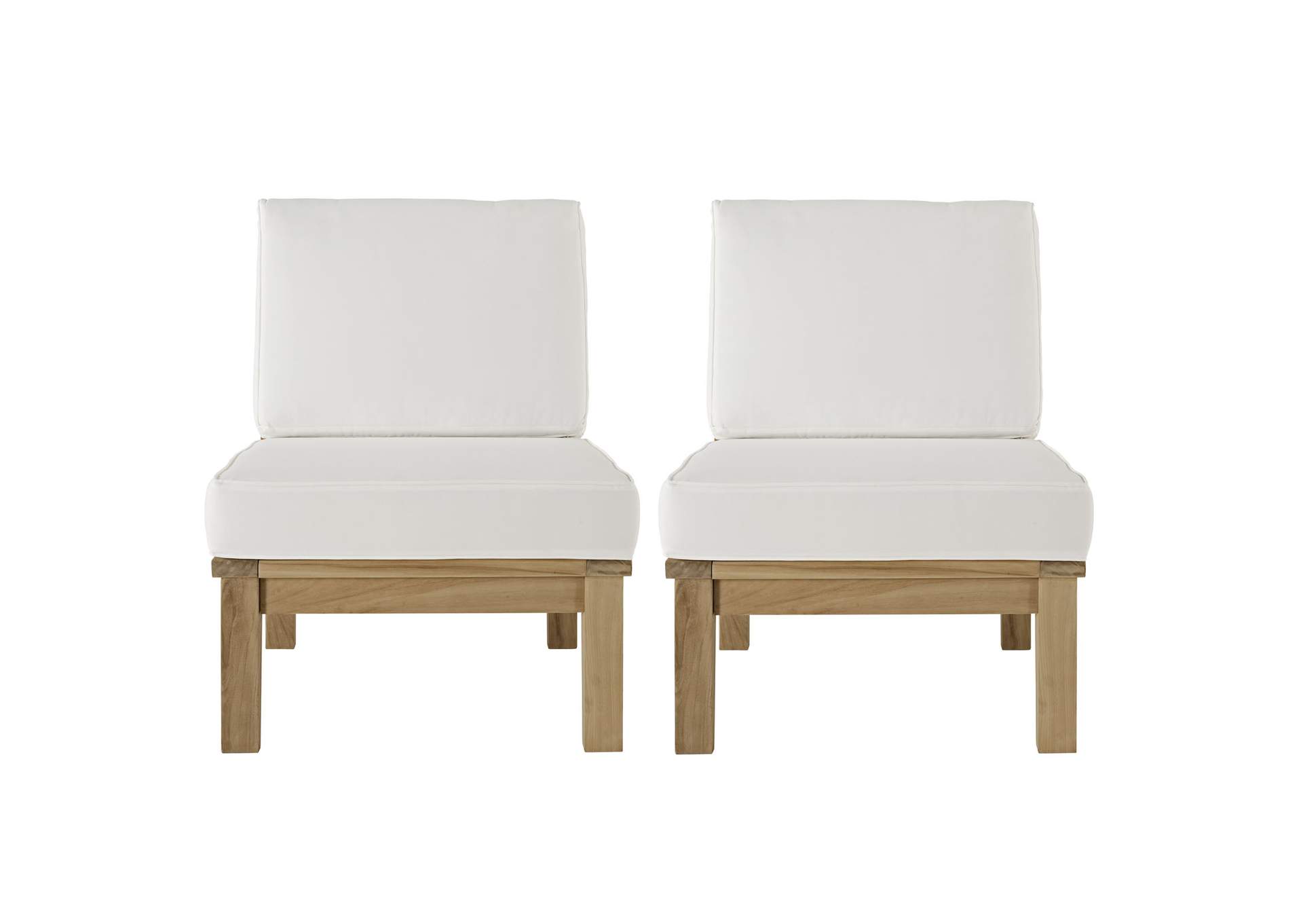 Marina Natural White 2 Piece Outdoor Patio Teak Set,Modway