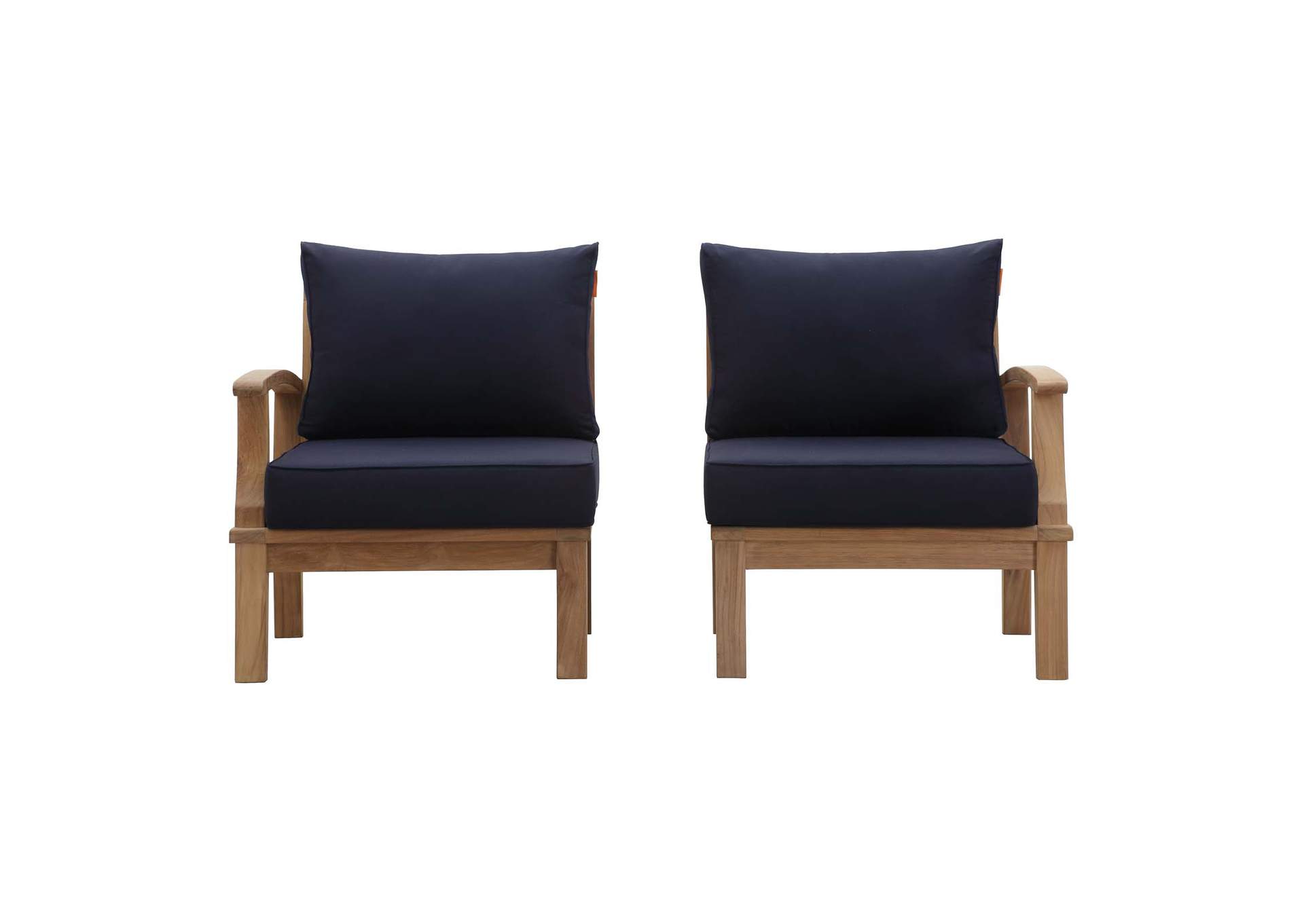 Marina Natural Navy 2 Piece Outdoor Patio Teak Set,Modway