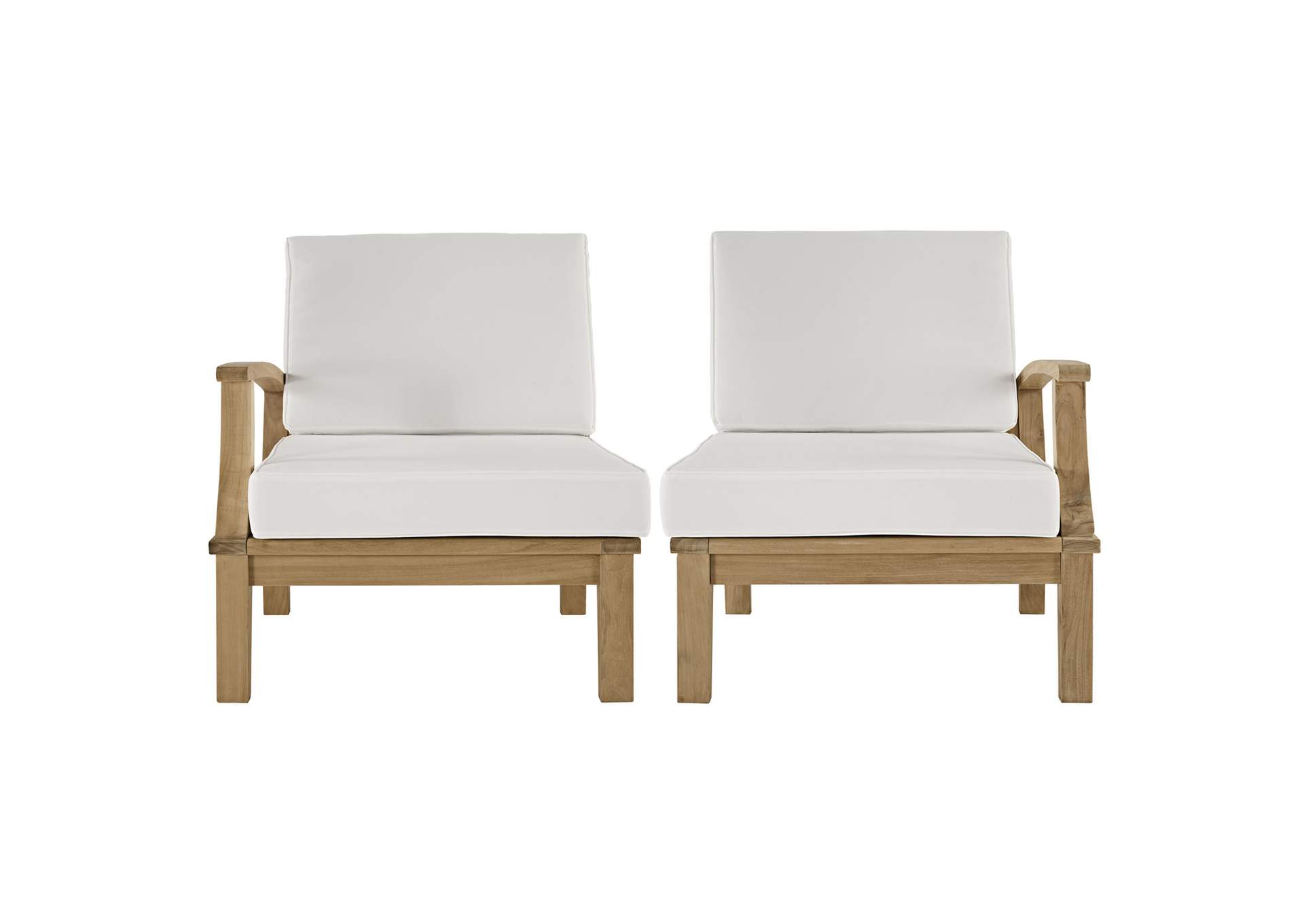 Marina Natural White 2 Piece Outdoor Patio Teak Set,Modway