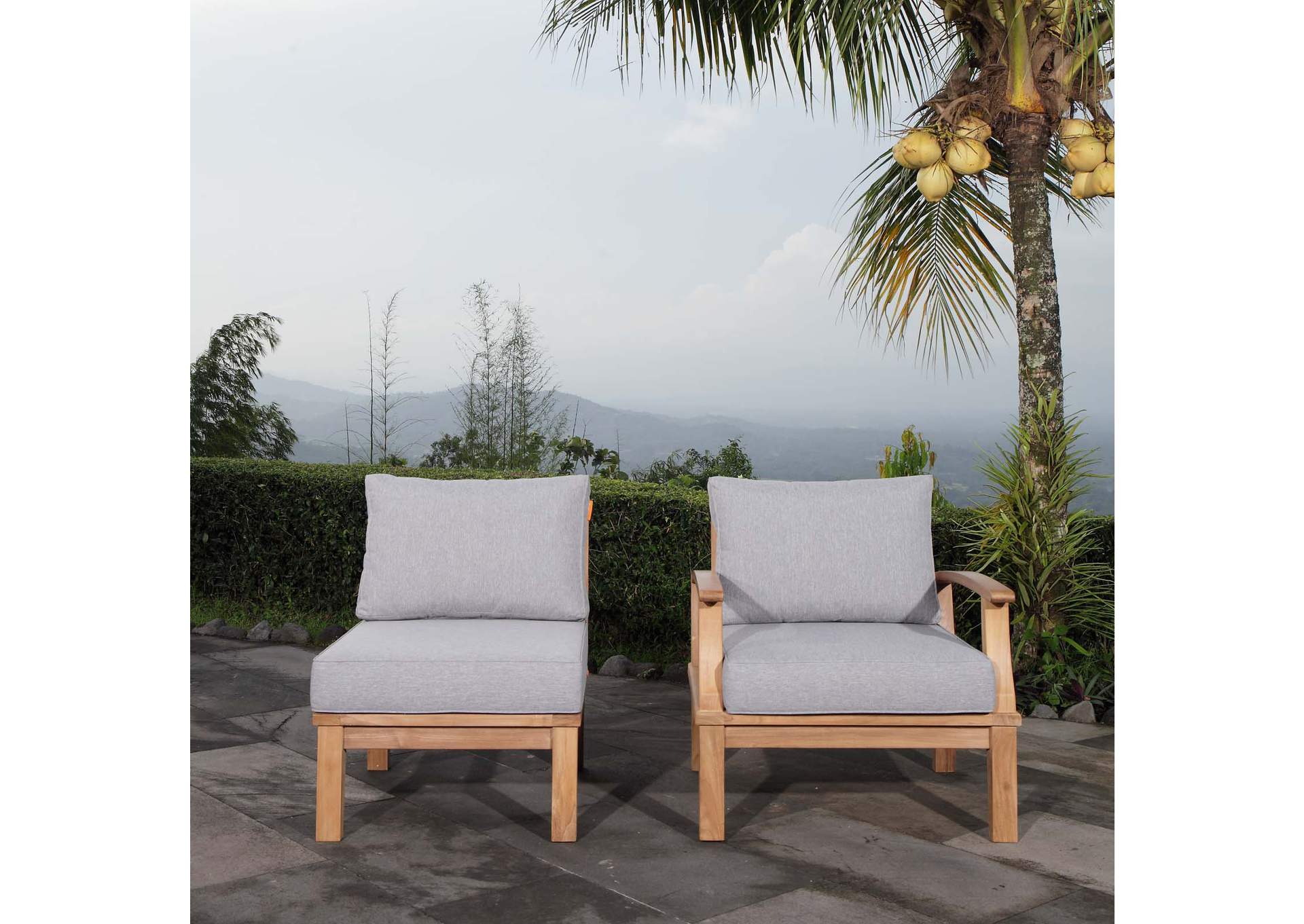 Marina Natural Gray 2 Piece Outdoor Patio Teak Set,Modway