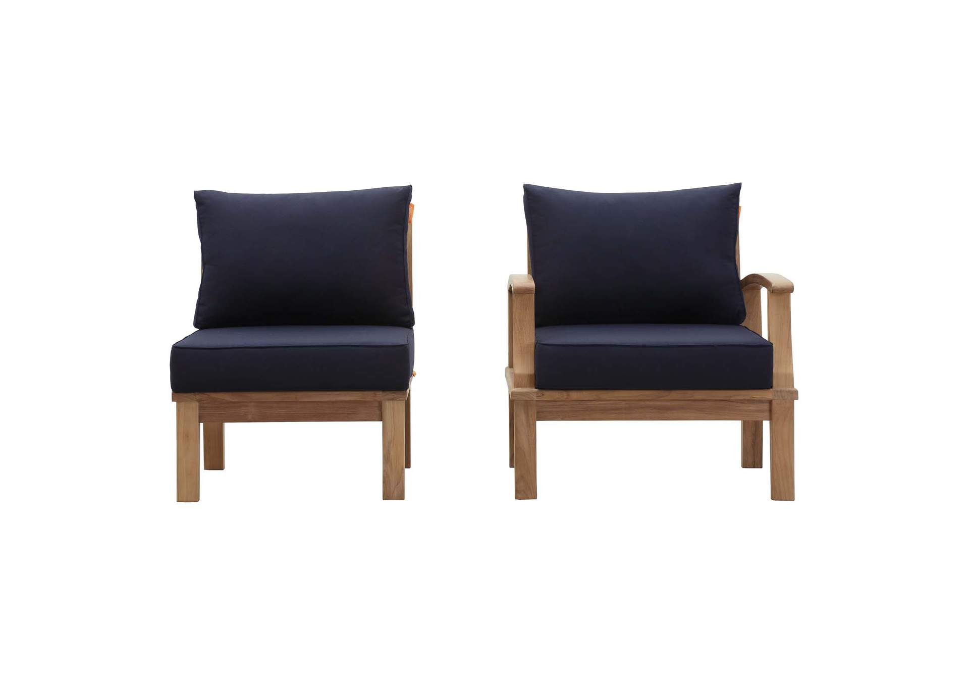 Marina Natural Navy 2 Piece Outdoor Patio Teak Set,Modway