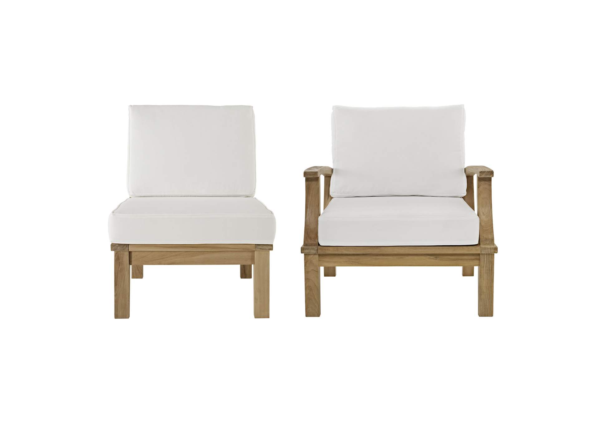 Marina Natural White 2 Piece Outdoor Patio Teak Set,Modway