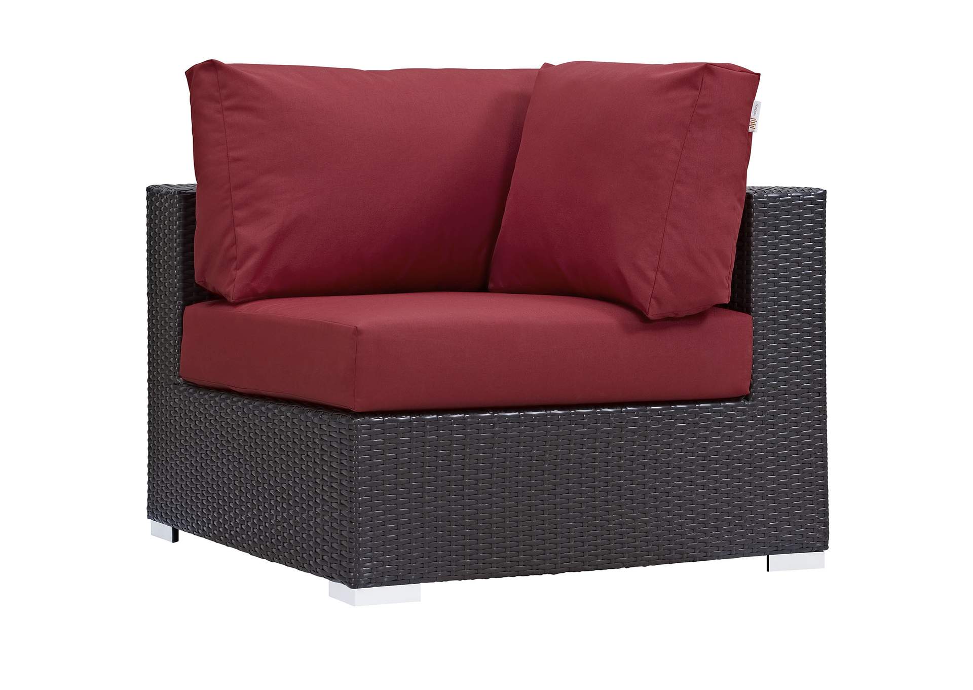 Espresso Red Convene Outdoor Patio Corner,Modway