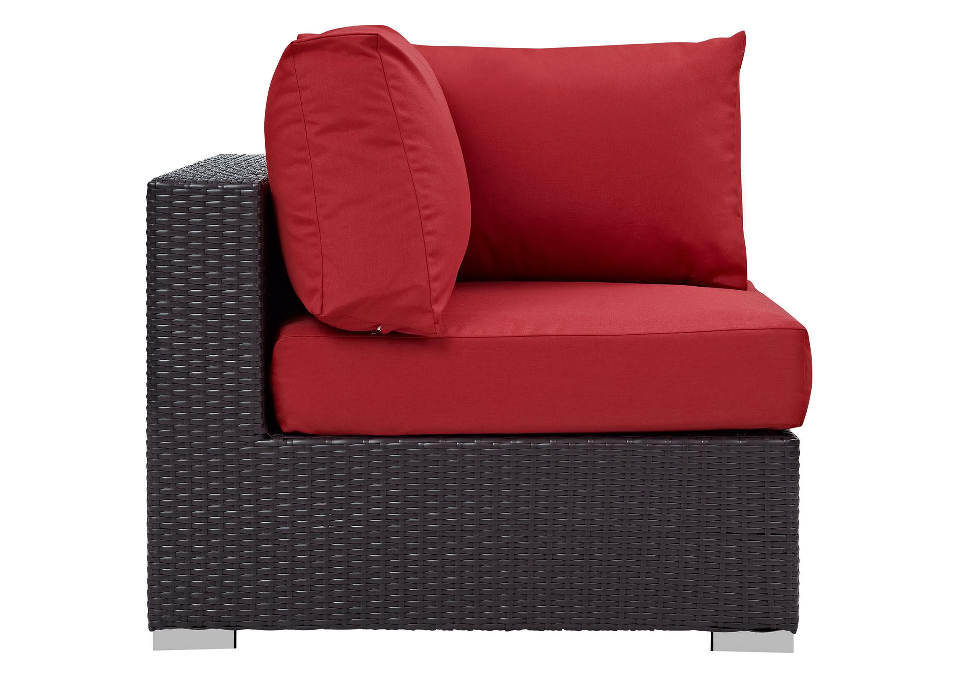 Espresso Red Convene Outdoor Patio Corner,Modway