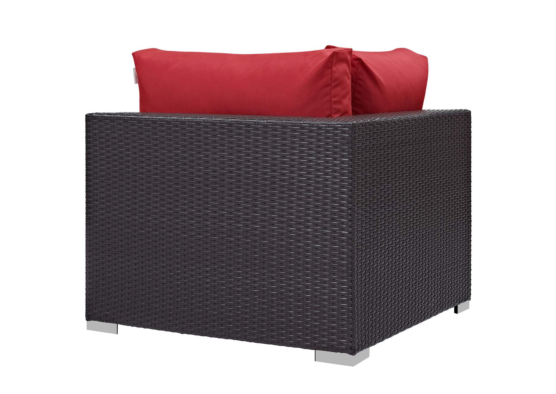 Espresso Red Convene Outdoor Patio Corner,Modway