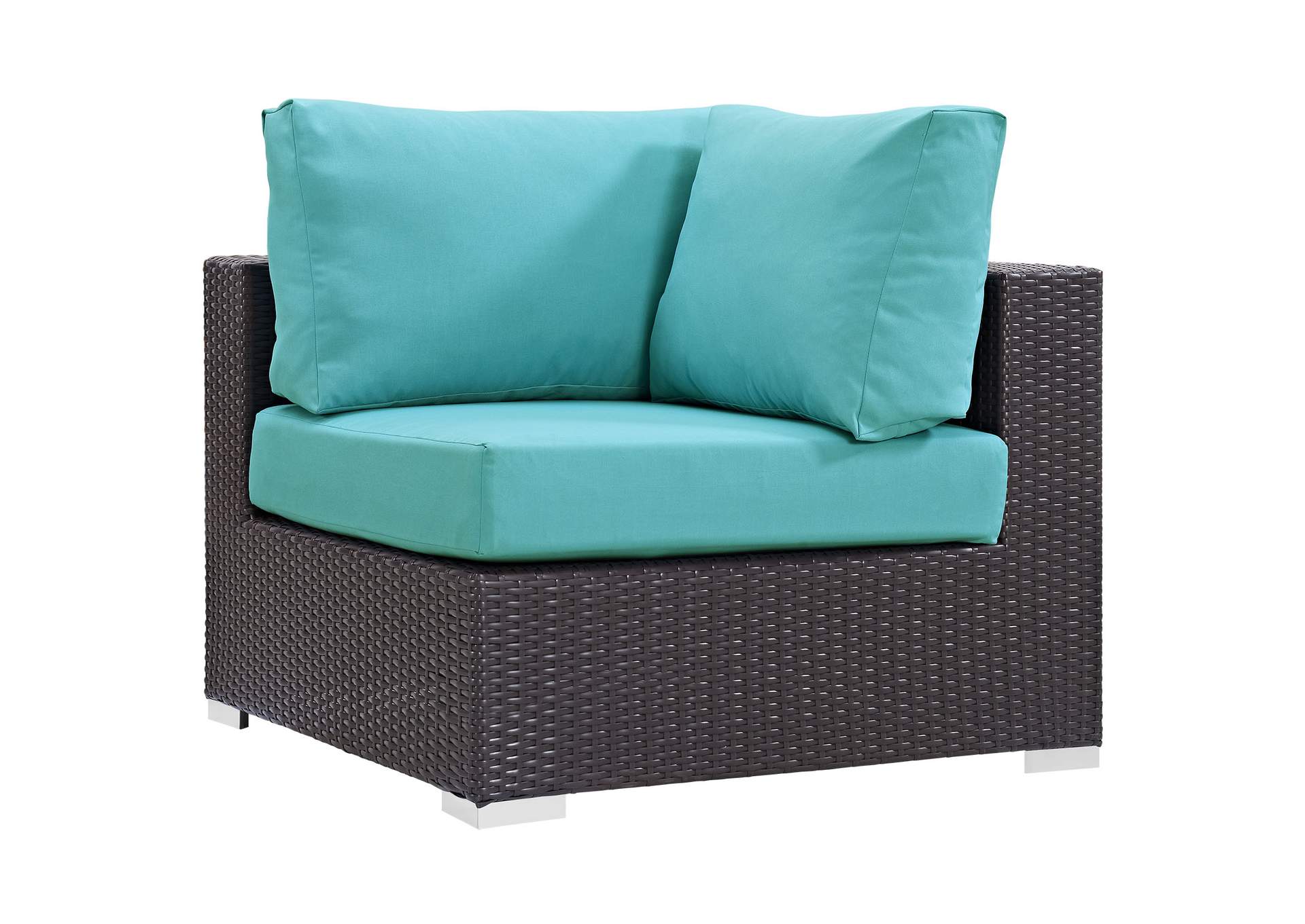 Espresso Turquoise Convene Outdoor Patio Corner,Modway