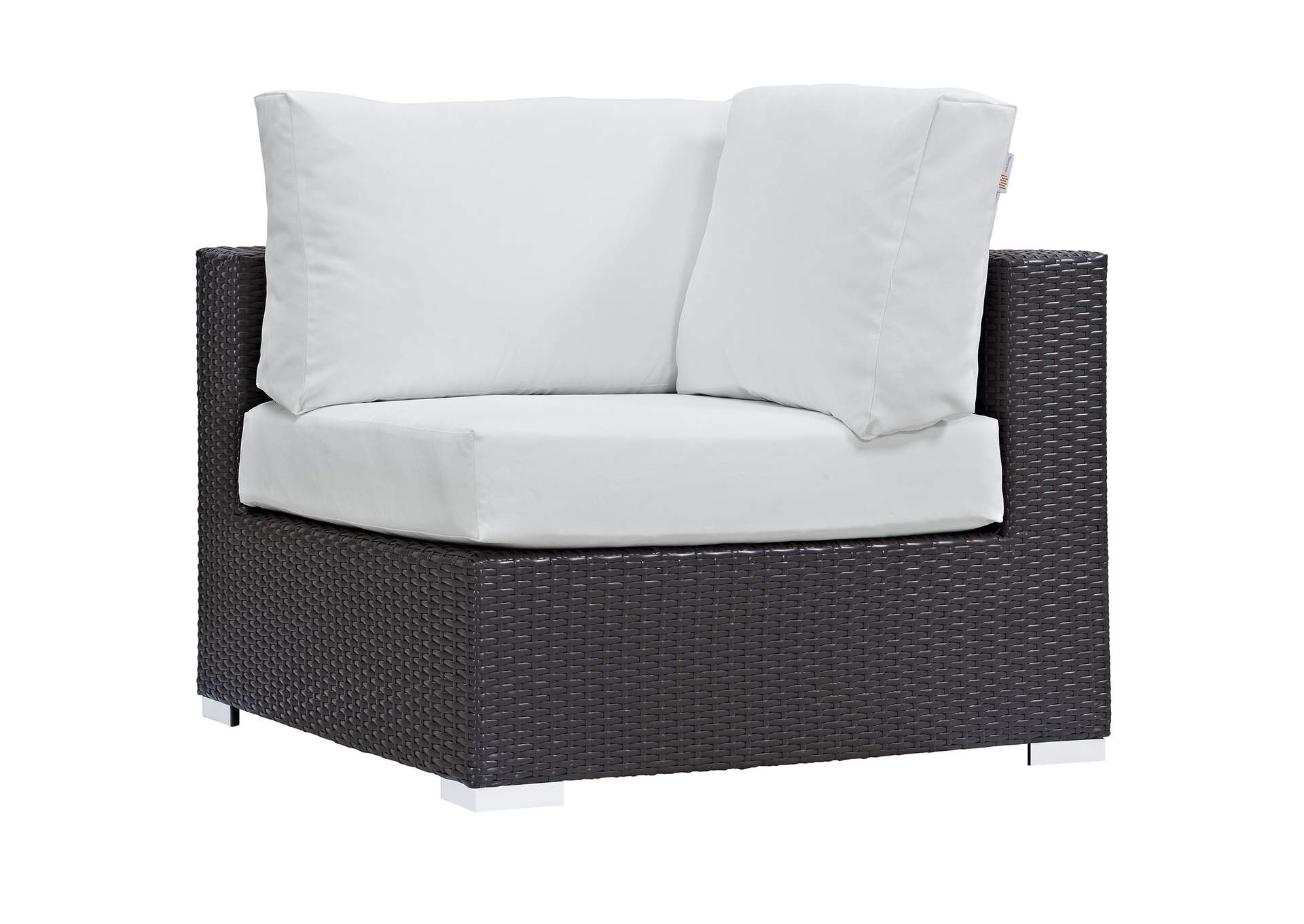 Espresso White Convene Outdoor Patio Corner,Modway