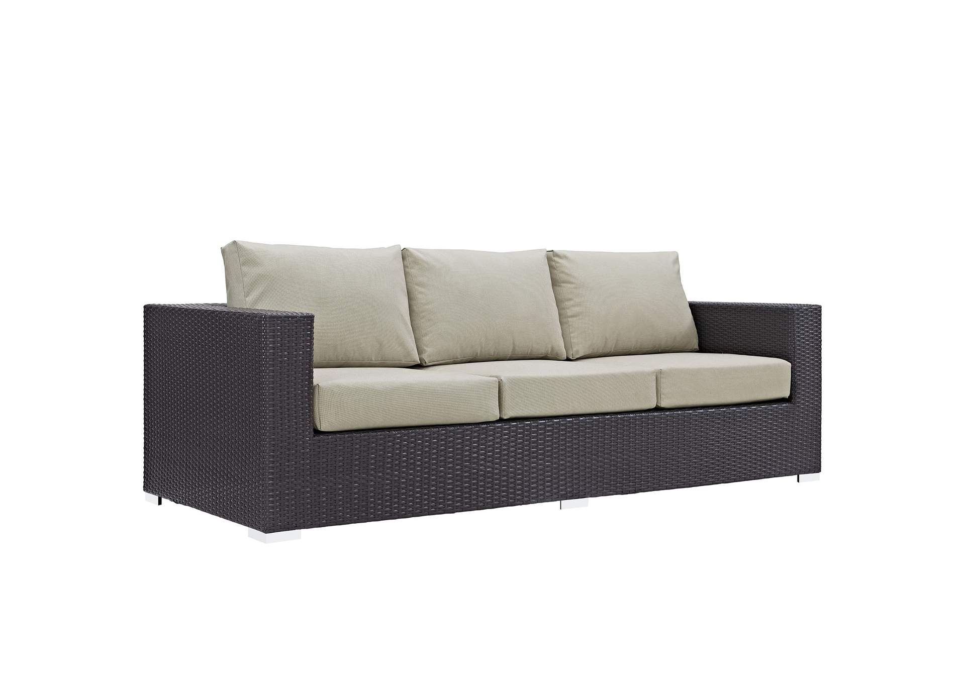 Espresso Beige Convene Outdoor Patio Sofa,Modway