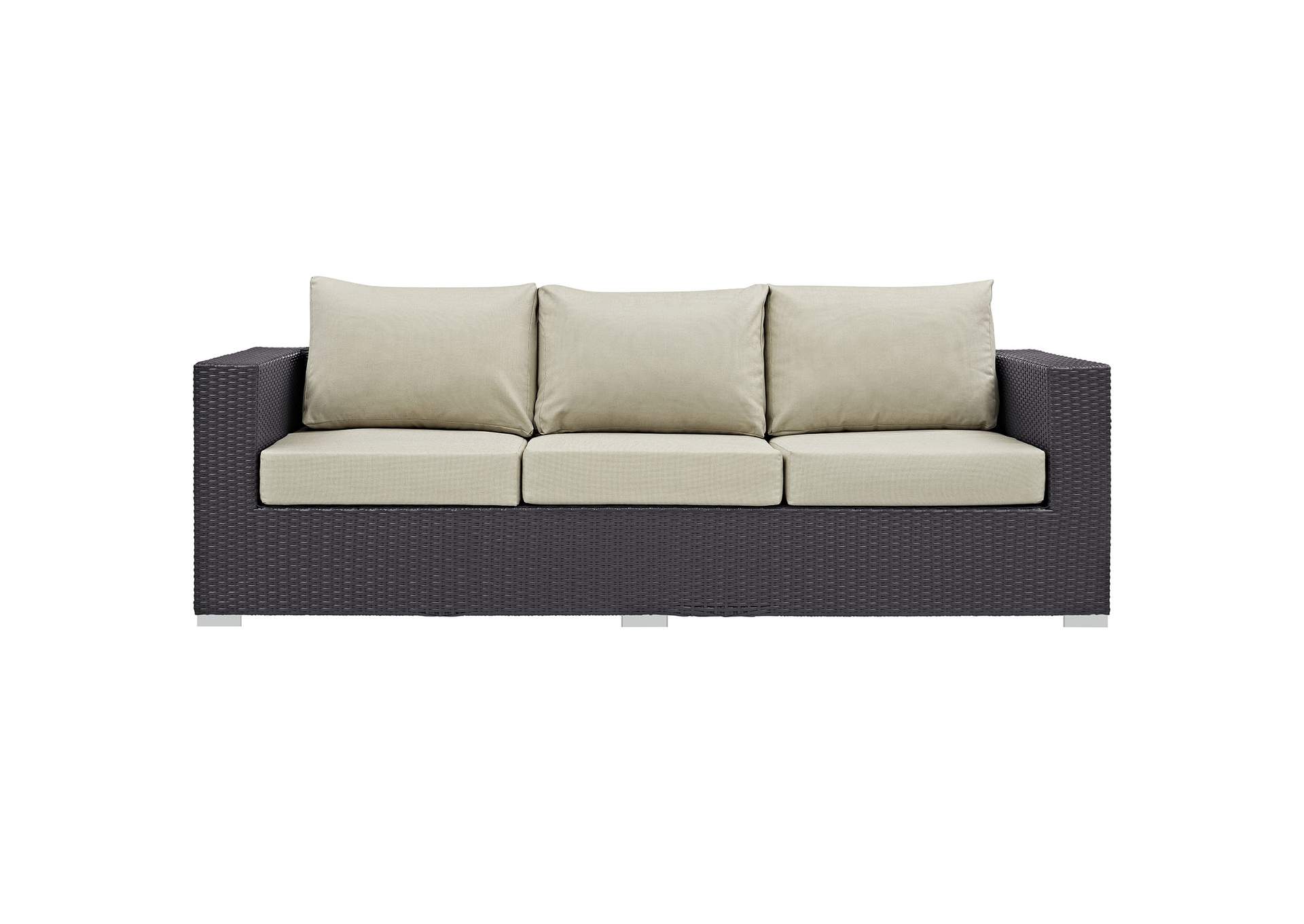 Espresso Beige Convene Outdoor Patio Sofa,Modway