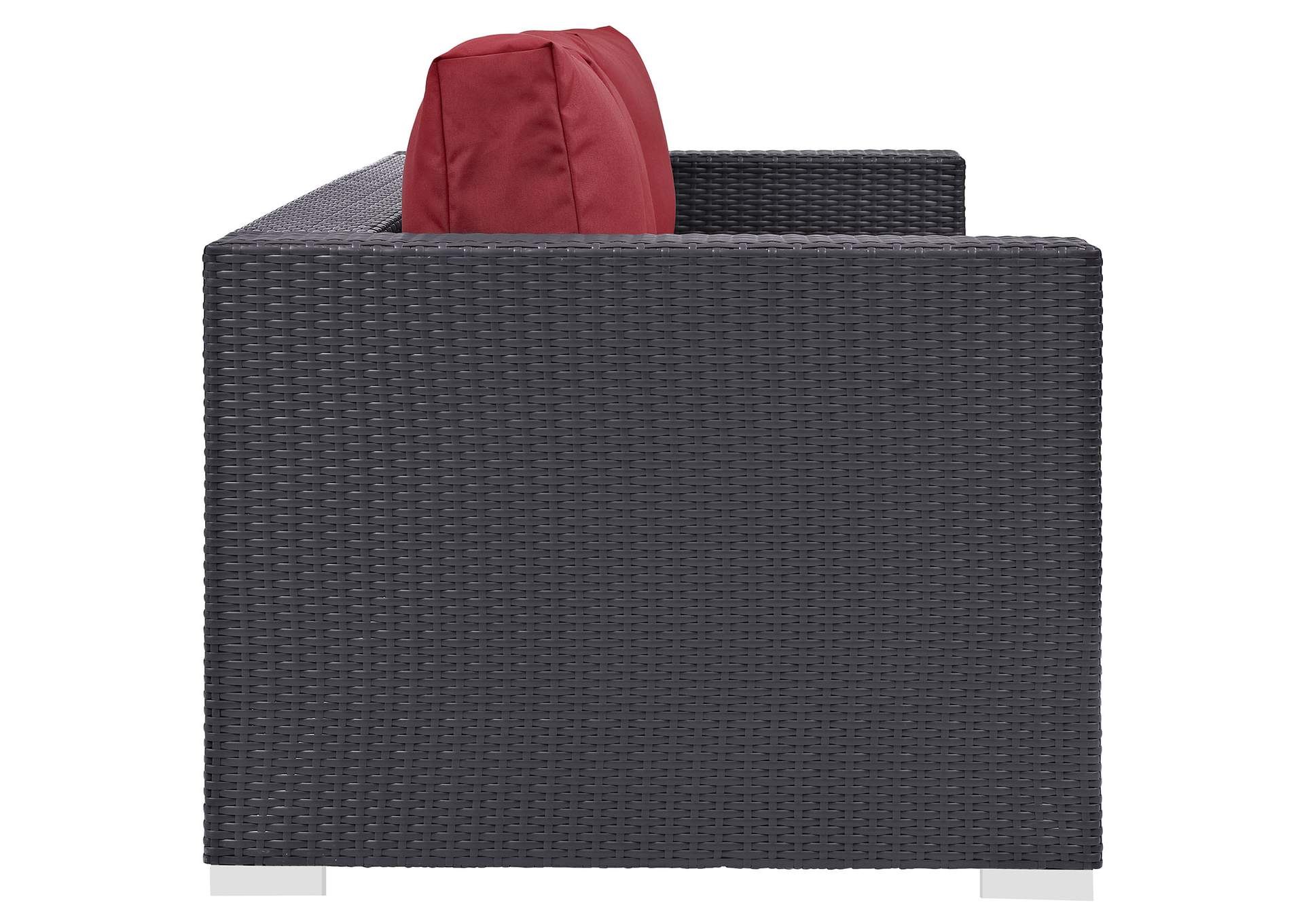 Espresso Red Convene Outdoor Patio Sofa,Modway