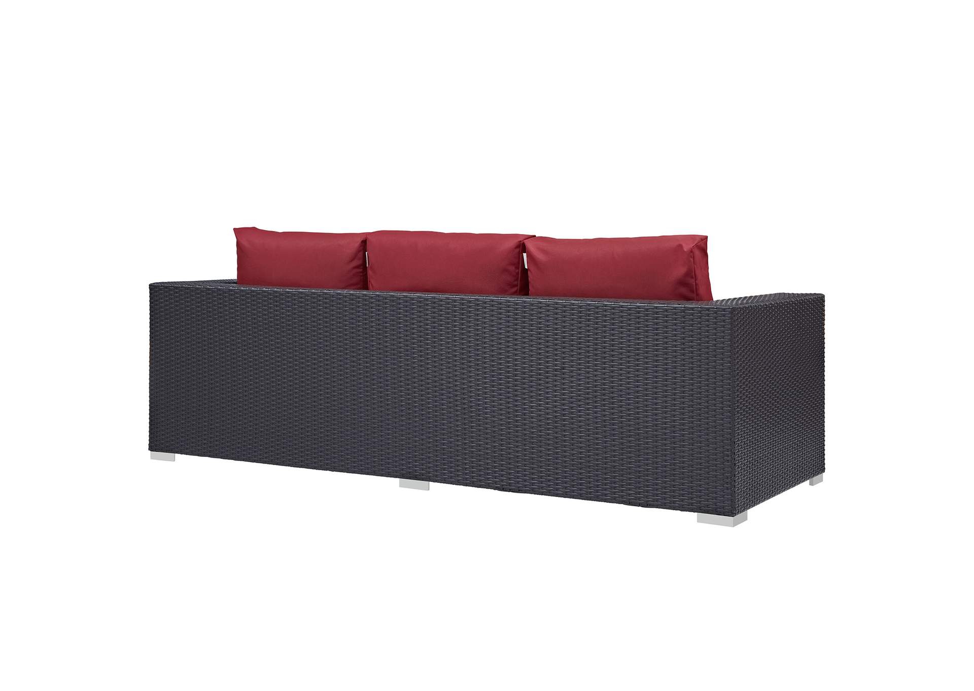 Espresso Red Convene Outdoor Patio Sofa,Modway