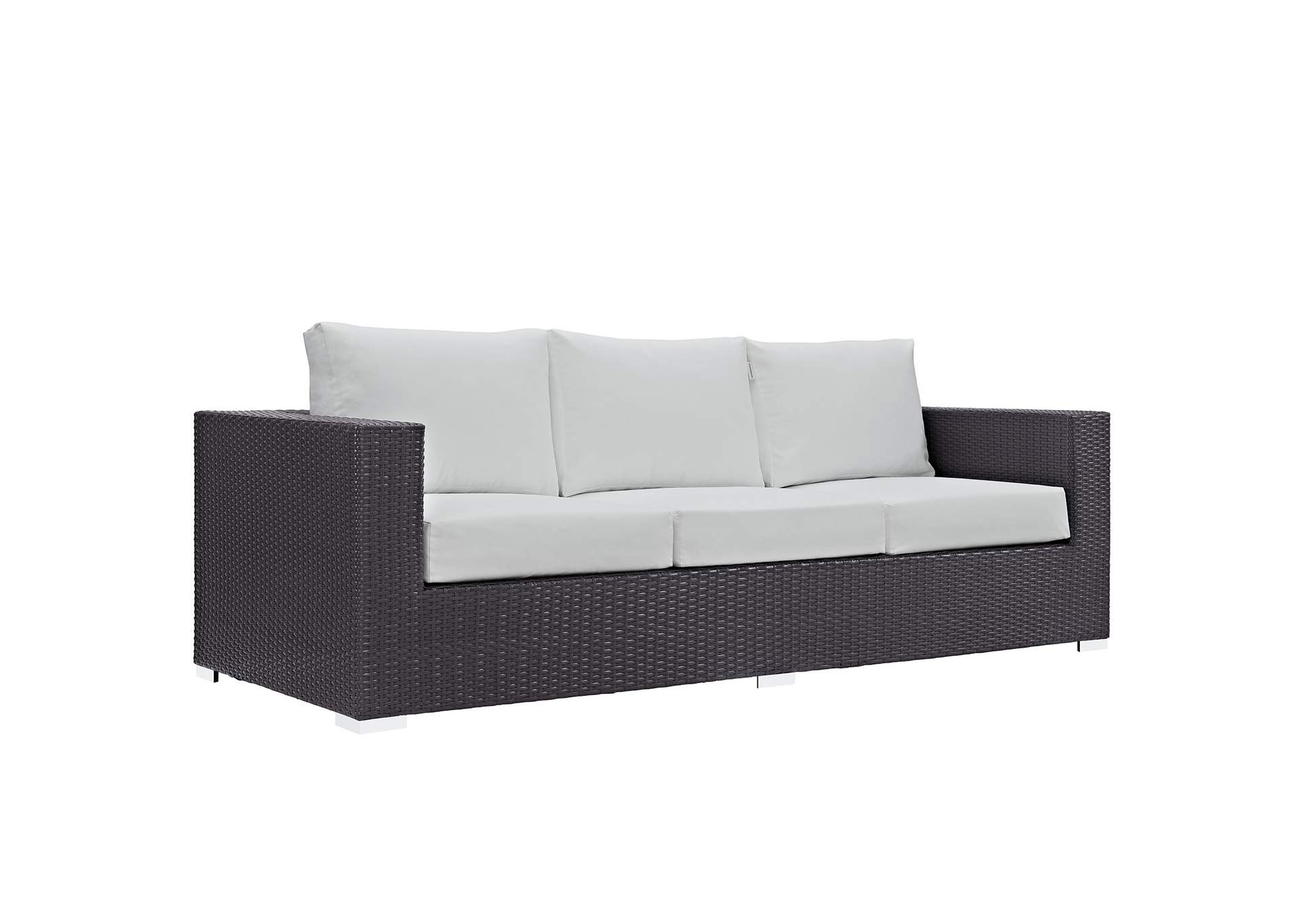 Espresso White Convene Outdoor Patio Sofa,Modway